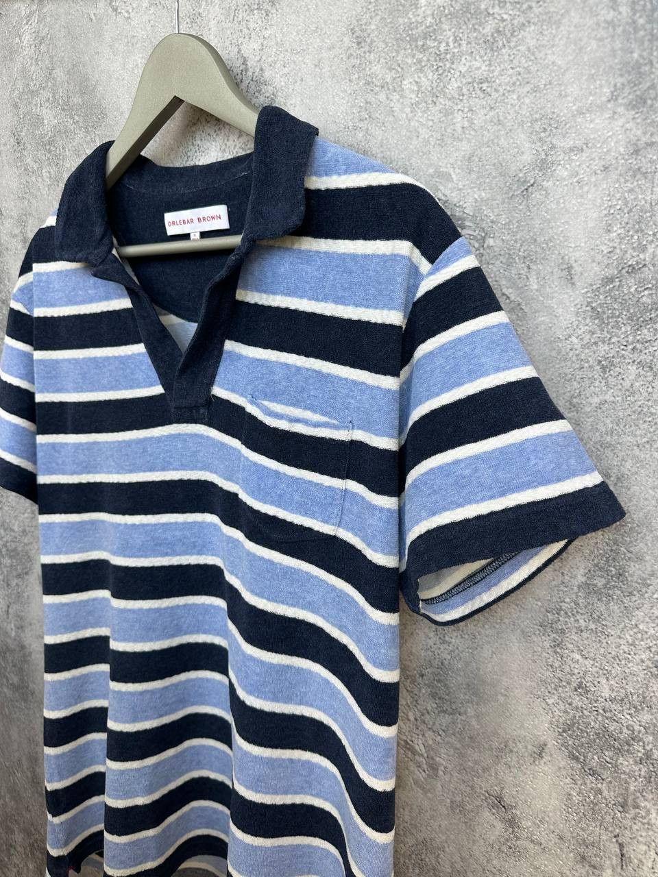 Orlebar Brown Orlebar Brown Terry Towelling Striped Polo Shirt Navy Size US XL / EU 56 / 4 - 5 Thumbnail