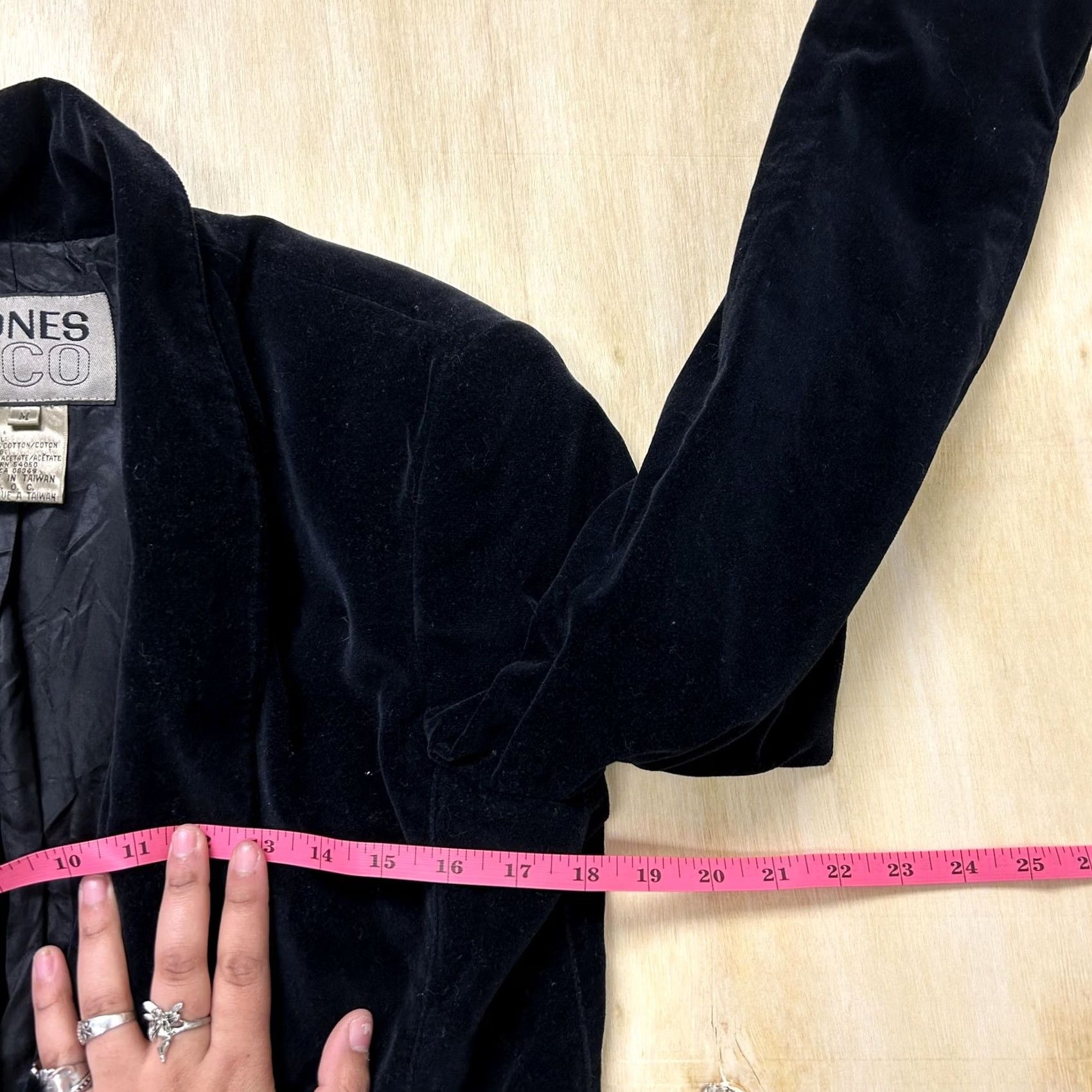 CO JONES & CO Blazer Jacket Womens Medium Black Velvet Tuxedo Shawl Collar Lined Size M / US 6-8 / IT 42-44 - 4 Thumbnail