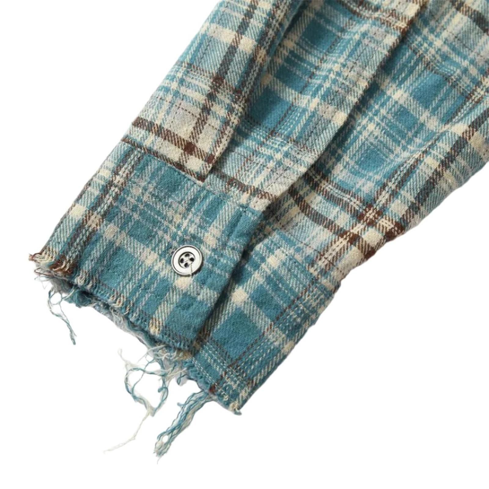 Vintage Gradient Plaid Frayed Shirt Size US L / EU 52-54 / 3 - 5 Thumbnail