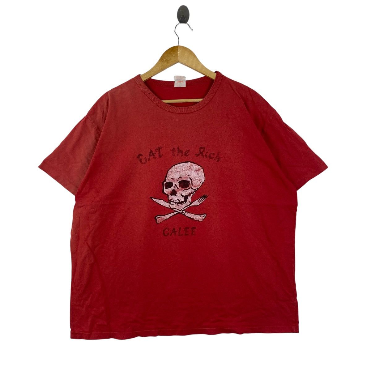 Vintage Calee Inc Japan Eat the Rich Skull Tee XXL Red Streetwear Size US XXL / EU 58 / 5 - 1 Thumbnail