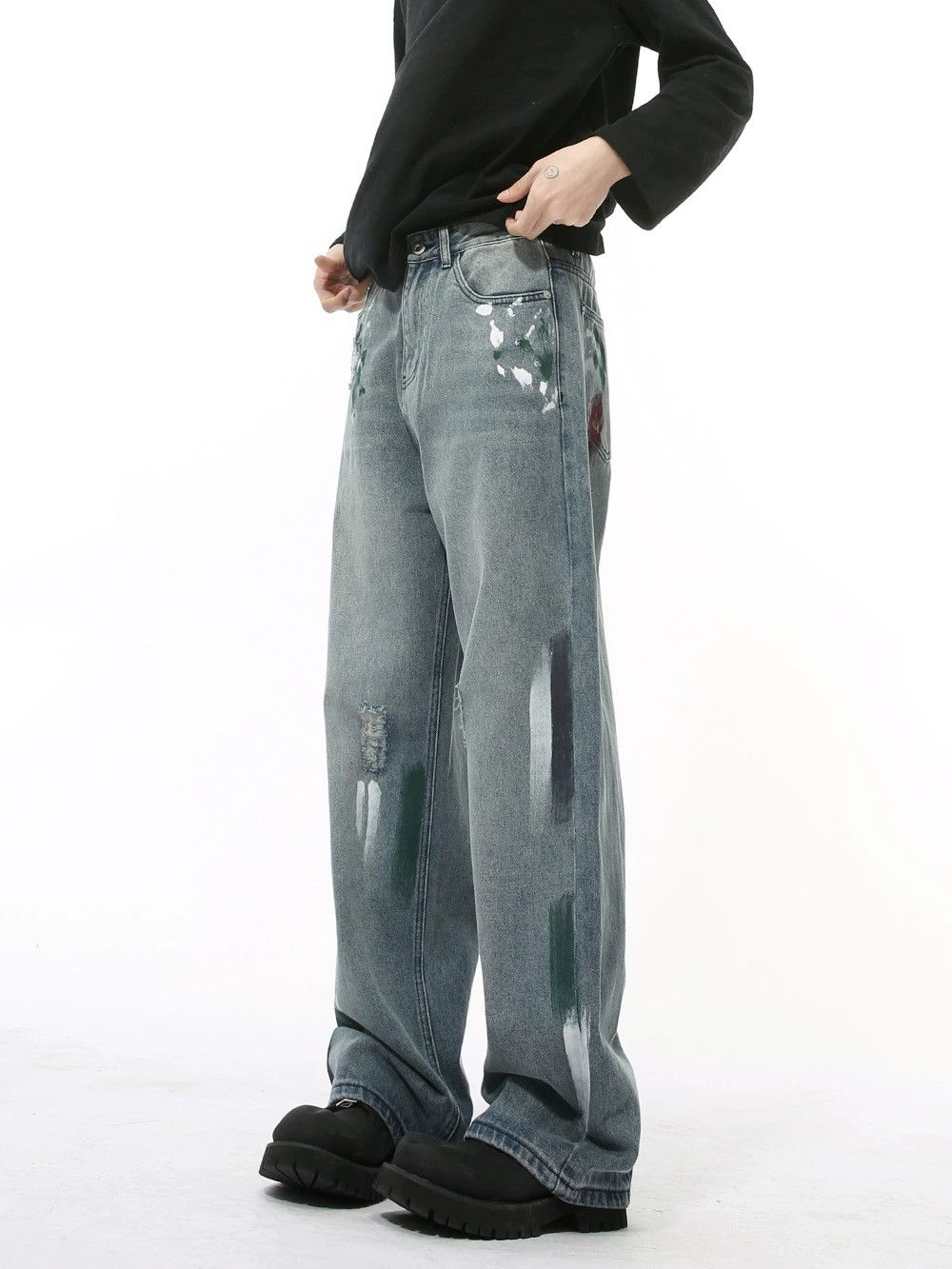 Jean Japanese heavy graffiti straight loose jeans Size US 32 / EU 48 - 3 Thumbnail