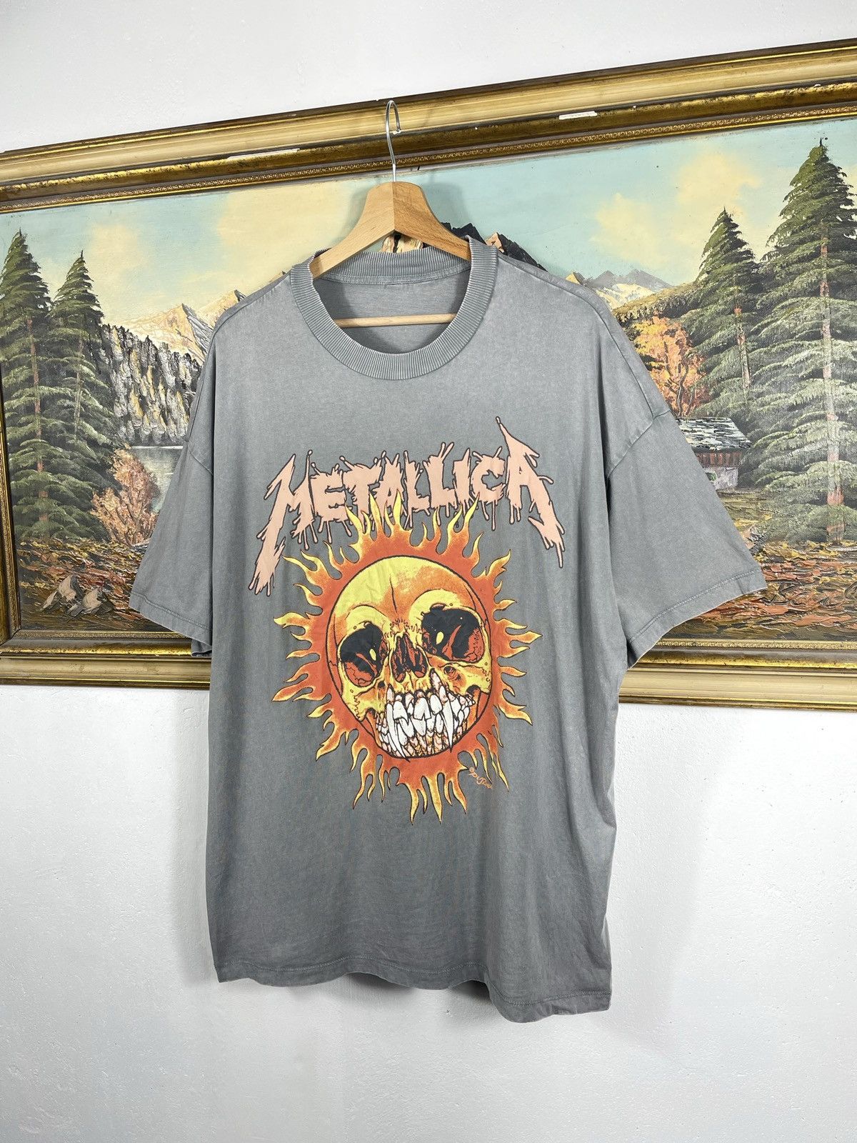 Band Tees × Metallica × Vintage Metallica Retro 00s Tshirt Band Merch Tees Fire Baggy Loose Size US XL / EU 56 / 4 - 2 Thumbnail