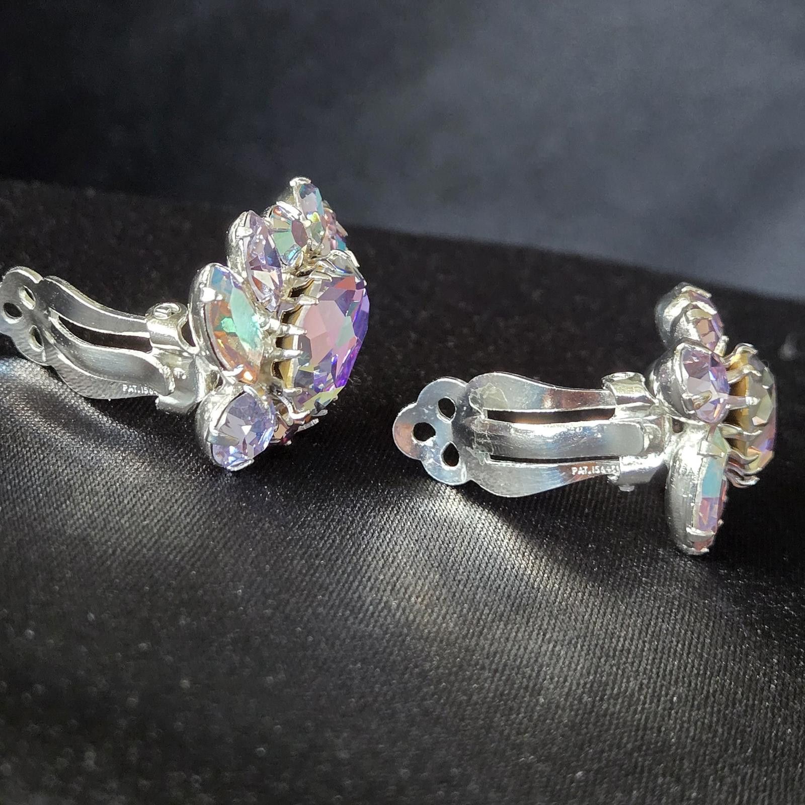 Designer Stunning Vintage Lilac Rhinestone Brooch and Earring Set Size ONE SIZE - 5 Thumbnail