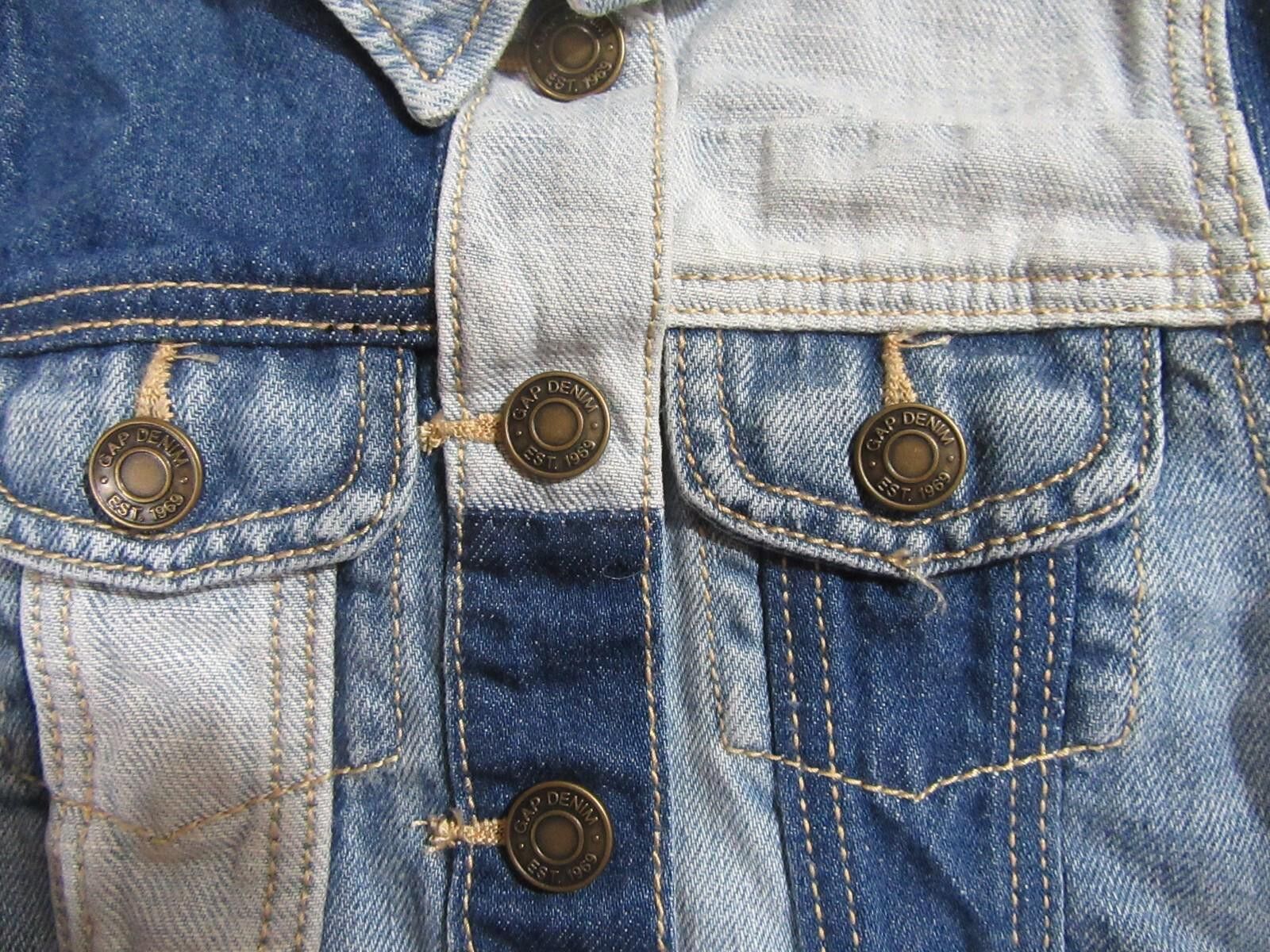 Gap Baby Gap Denim Jacket 18-24 Months EUC Distressed Patchwork Size US XXS / EU 40 - 2 Thumbnail