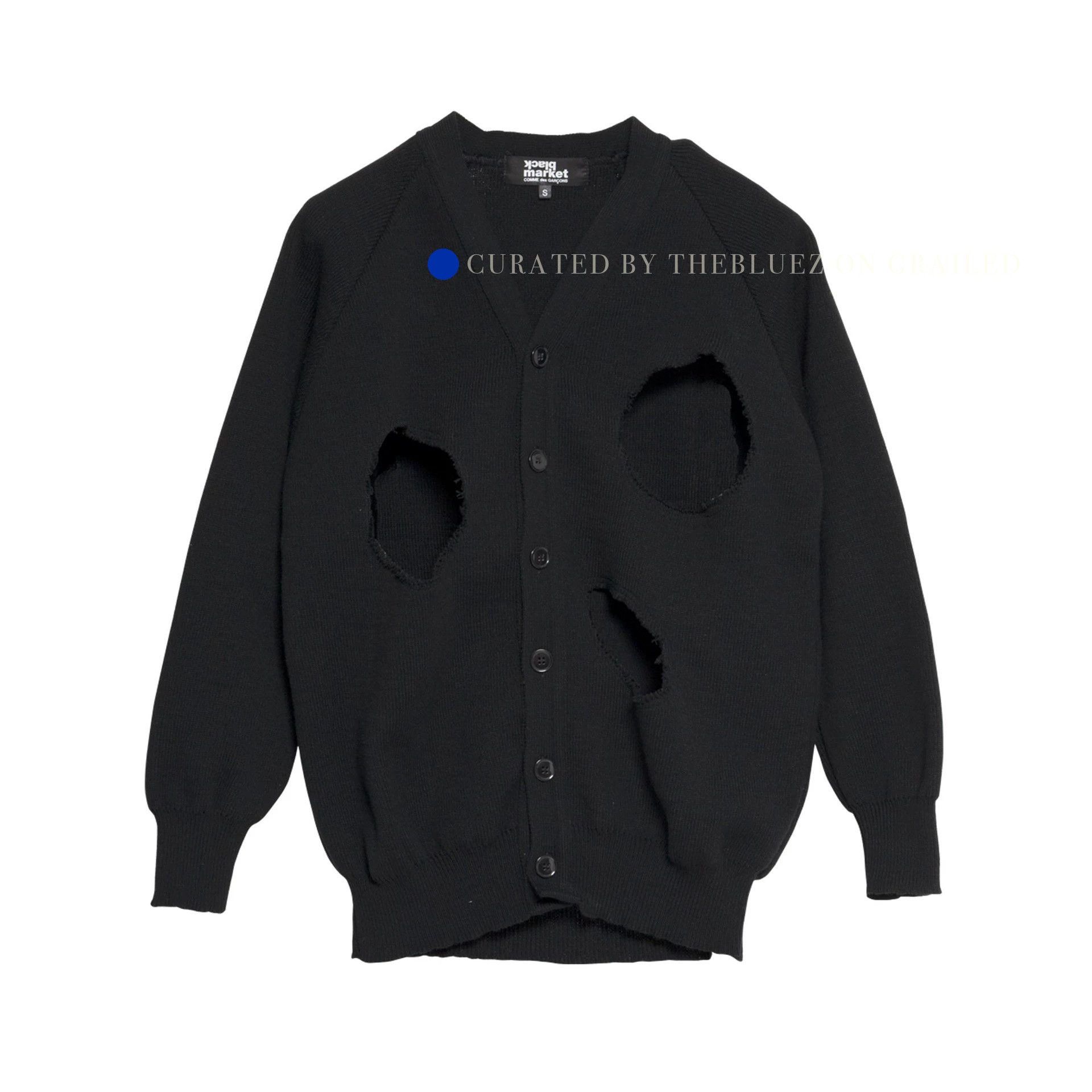 Comme des Garcons Ripped Black Cardigan in Size S Size US S / EU 44-46 / 1 - 1 Thumbnail