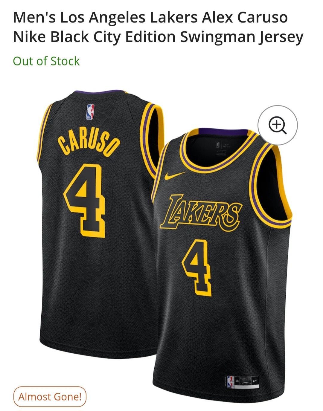 Nike Alex Caruso Lakers Jersey Size US S / EU 44-46 / 1 - 3 Thumbnail