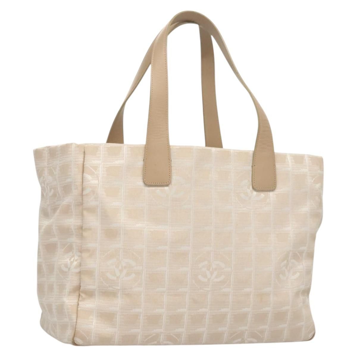 Chanel New Travel Line Tote Bag Nylon Beige Fuchsia Cc Auth 119691 in Beige/Fuchsia, Women's
