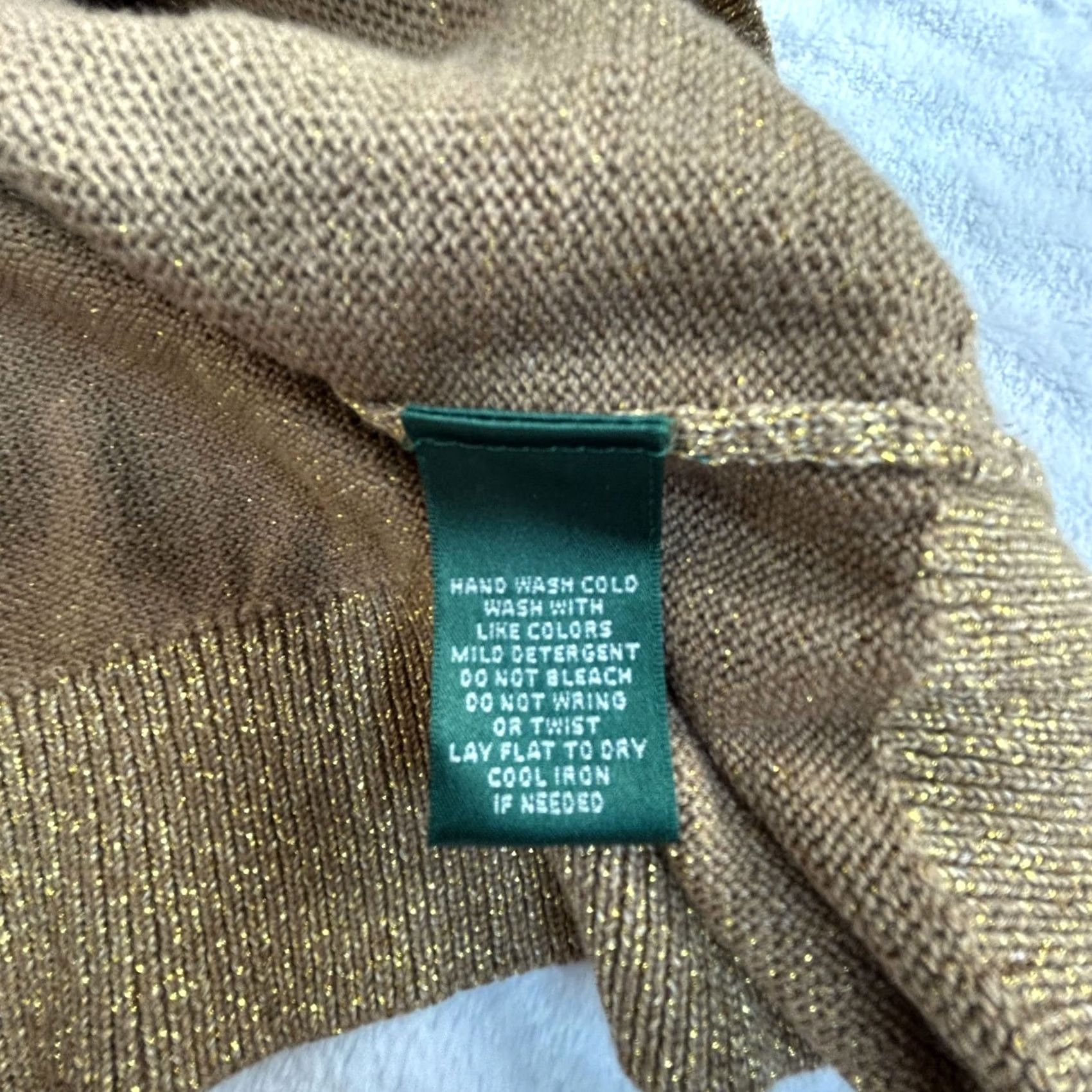 Ralph Lauren Lauren Ralph Lauren Women Gold Metallic Sweater Tunic 2X Pullover 3/4 Sleeve New Size XXL / US 16-18 / IT 52-54 - 4 Thumbnail