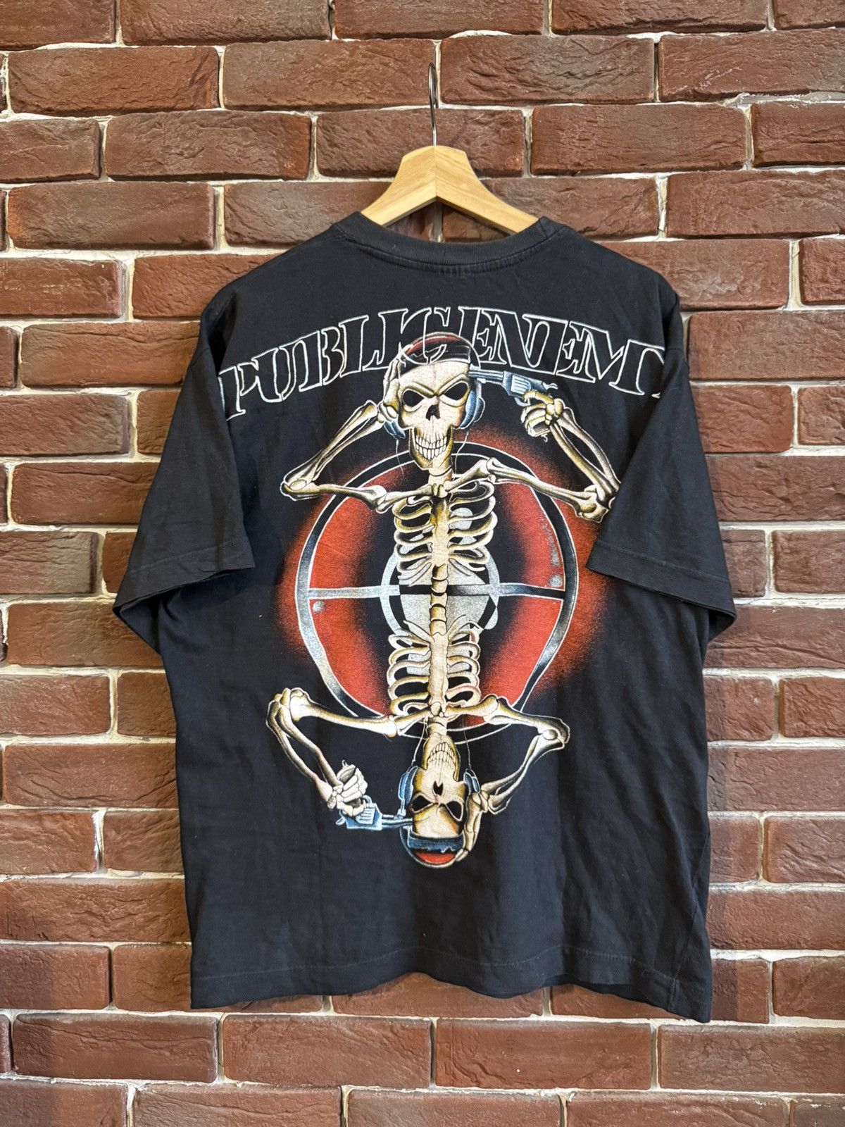 Rap Tees Vintage 90s Public Enemy Rap Band Tee Skull Grail Black Rare Size US L / EU 52-54 / 3 - 2 Thumbnail