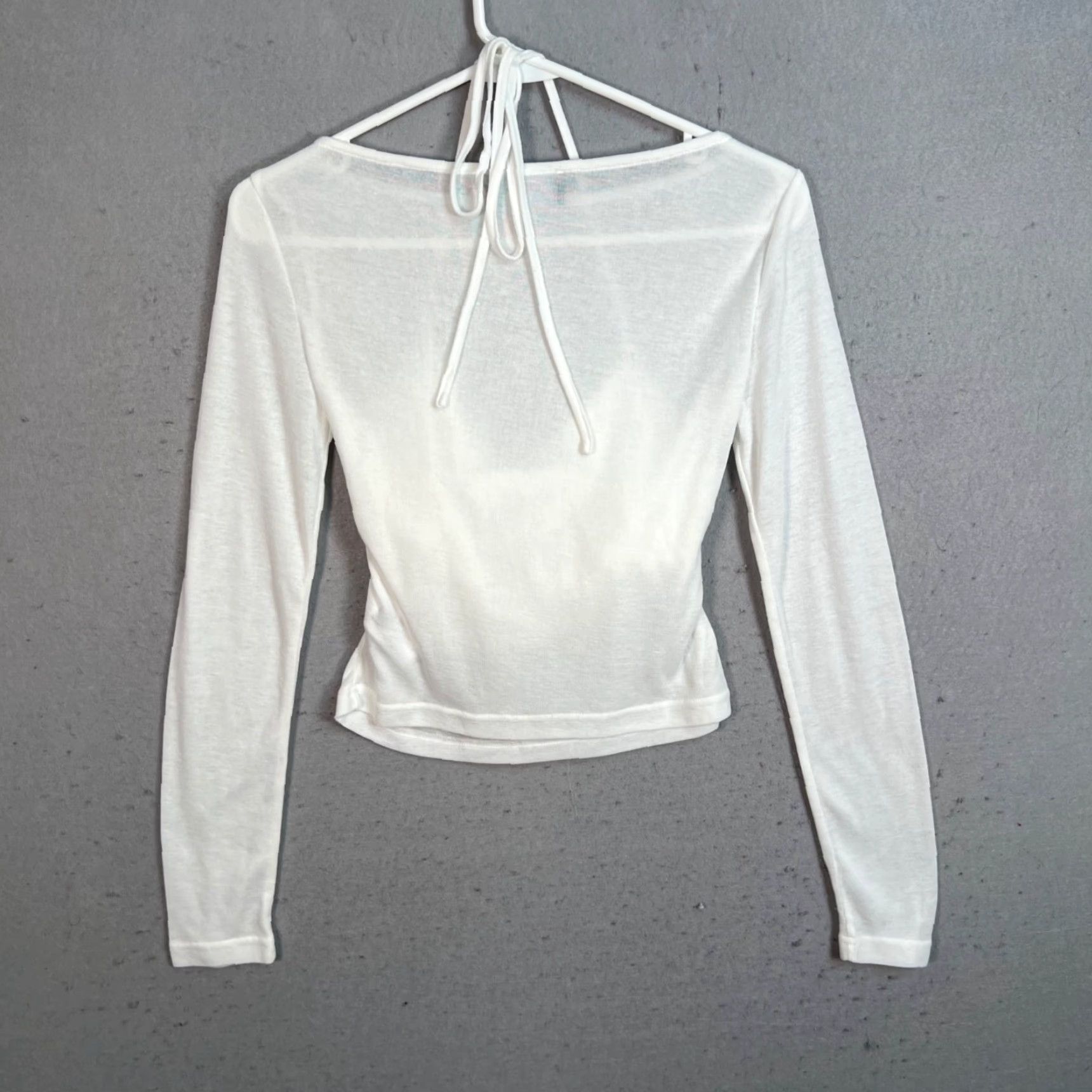 Cider Cider White Long-Sleeve Drape Front Top Small Polyester Blend Womens Shirt Size S / US 4 / IT 40 - 2 Thumbnail