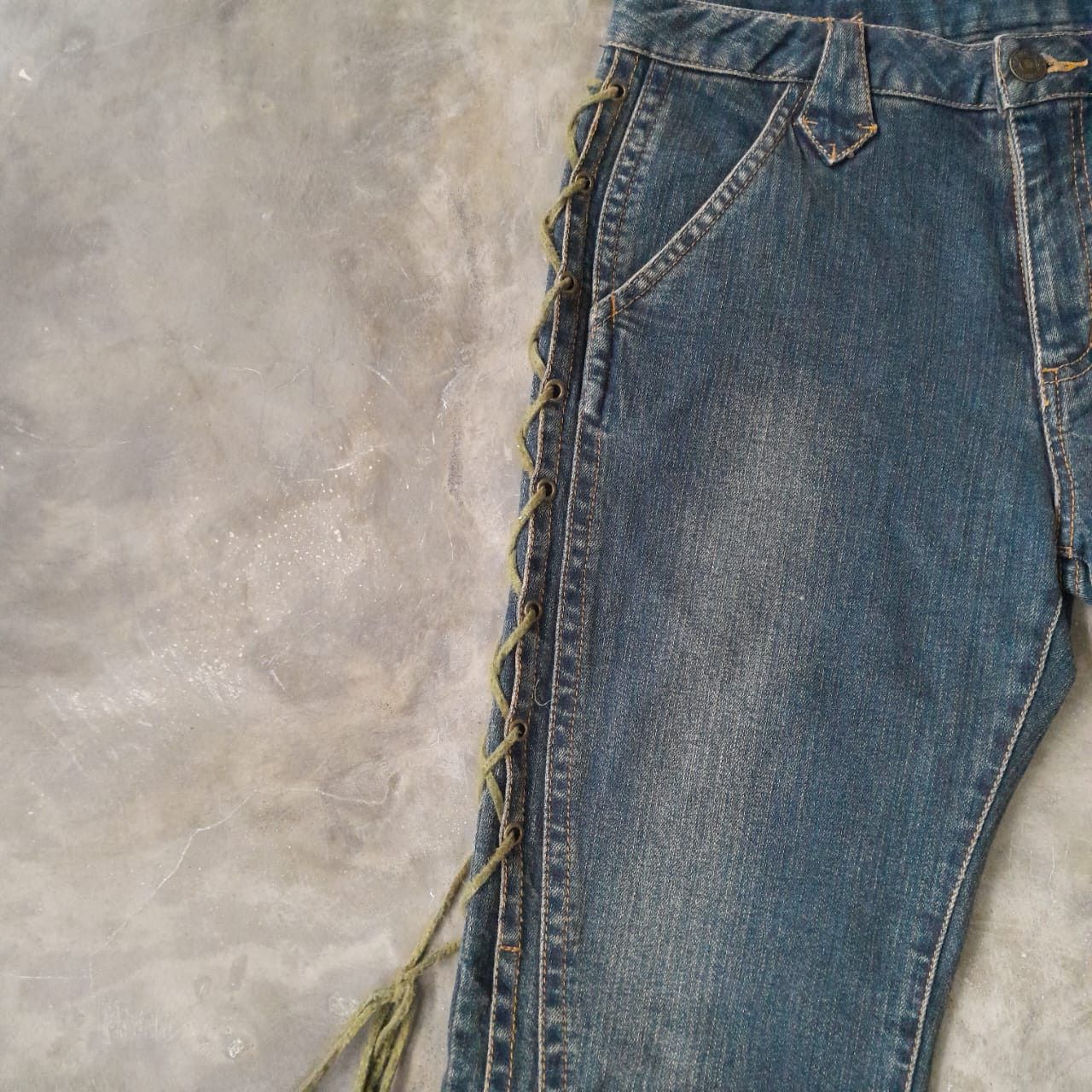Japanese Brand Y2K Browd Win Lace up Flare Jeans Size 27 Size 27" / US 4 / IT 40 - 2 Thumbnail