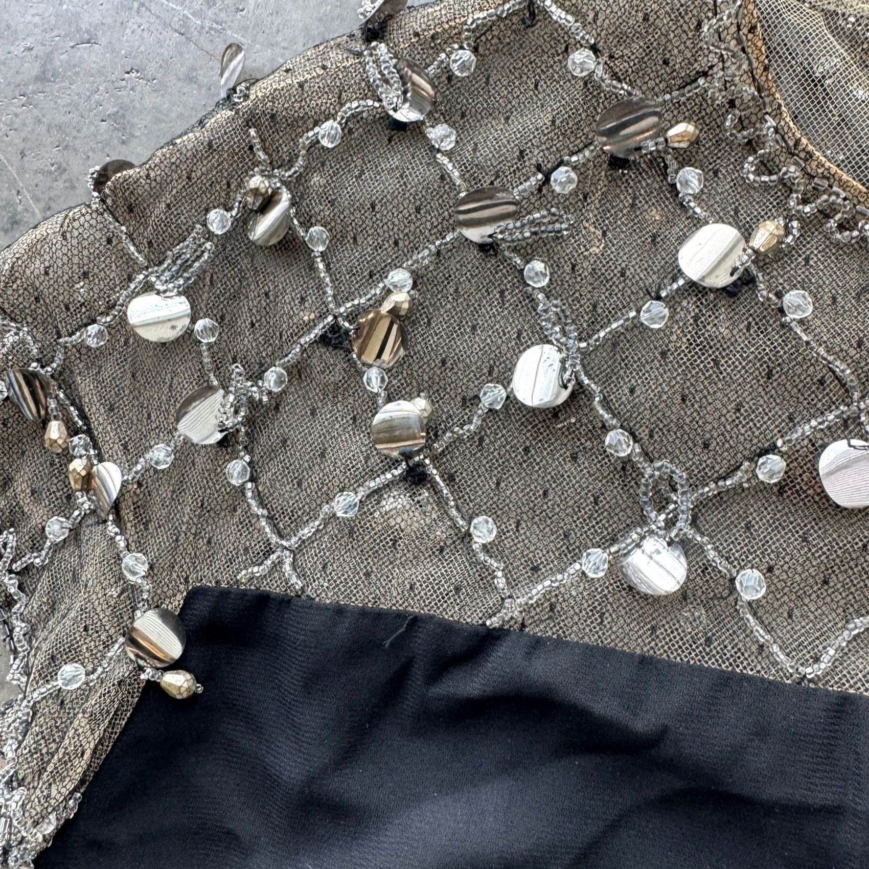 Vintage VINTAGE Lela Rose Embellished Tulle Satin Mini Cocktail Dress Small Black Womens Dress Short 90s 00s Size S / US 4 / IT 40 - 4 Thumbnail