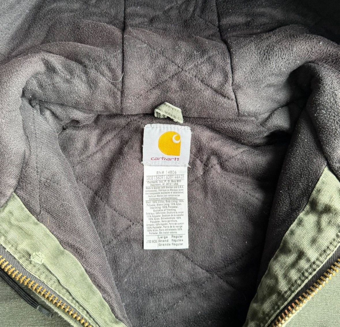 Carhartt Vintage 90s Moss Green Faded Carhartt Hooded Jacket Size US L / EU 52-54 / 3 - 4 Thumbnail