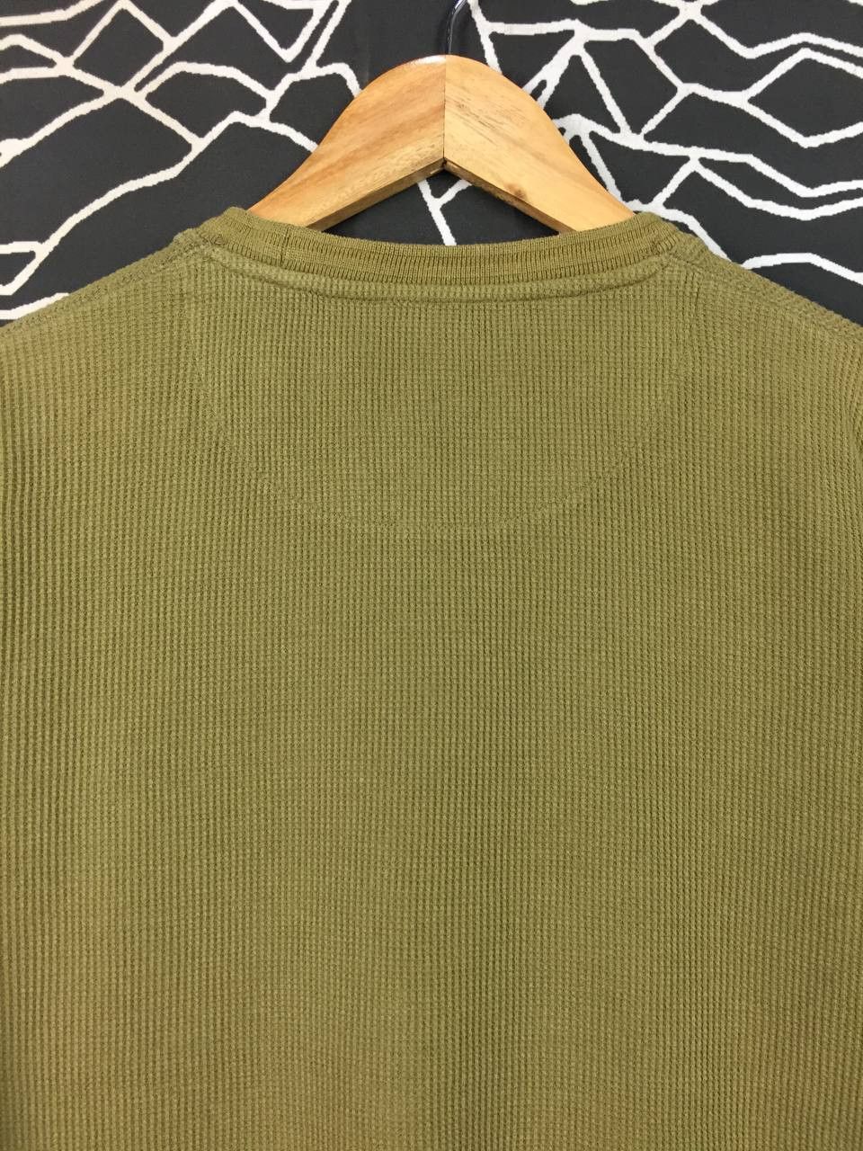Japanese Brand Back Number Japan Olive Green Waffle Knit Long Sleeve Tee Size US M / EU 48-50 / 2 - 6 Thumbnail