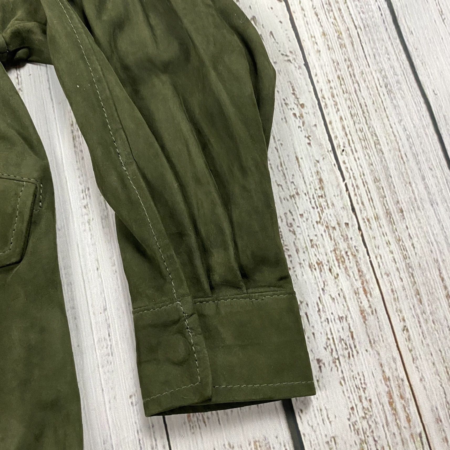 Vintage VINTAGE Flo & Clo Women's Moto Jacket Long Sleeve Green Suede Leather Size 38 Fall Winter Size XS / US 0-2 / IT 36-38 - 3 Thumbnail
