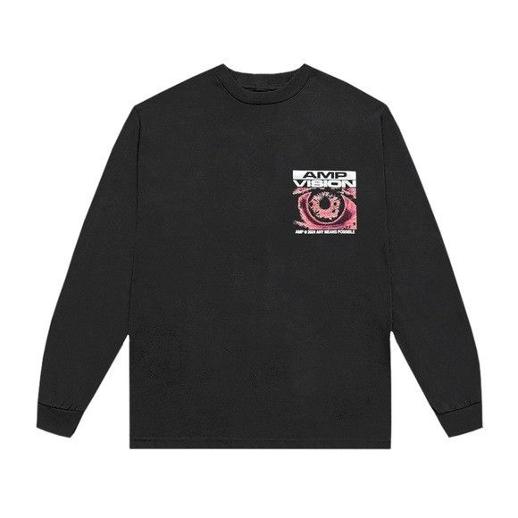 Designer NEW ANY MEANS POSSIBLE AMP VISION BLACK LONG SLEEVE T-SHIRT Size US L / EU 52-54 / 3 - 2 Thumbnail