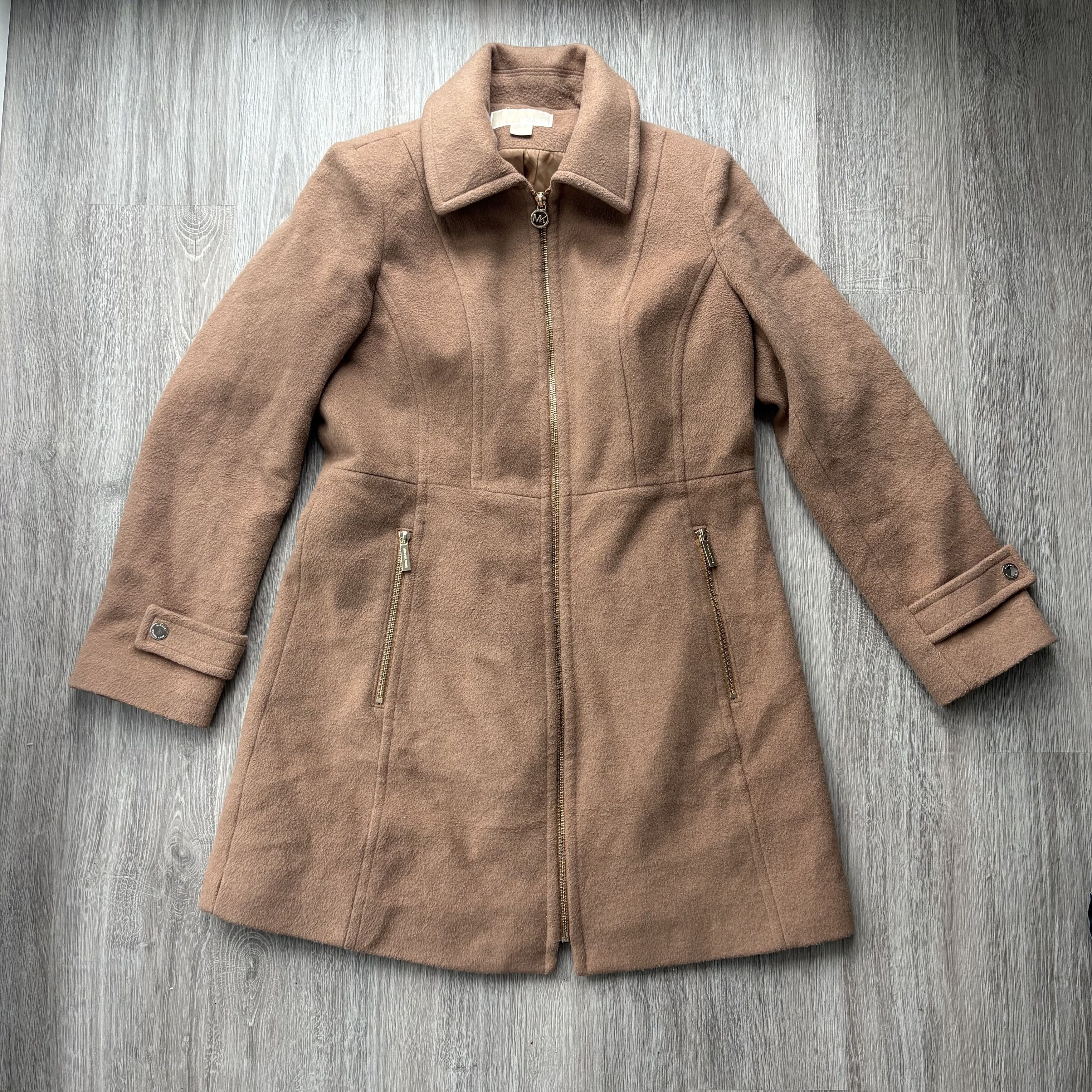 Michael Kors Michael Kors Wool Blend Zip Up Coat Camel Small Size S / US 4 / IT 40 - 2 Thumbnail