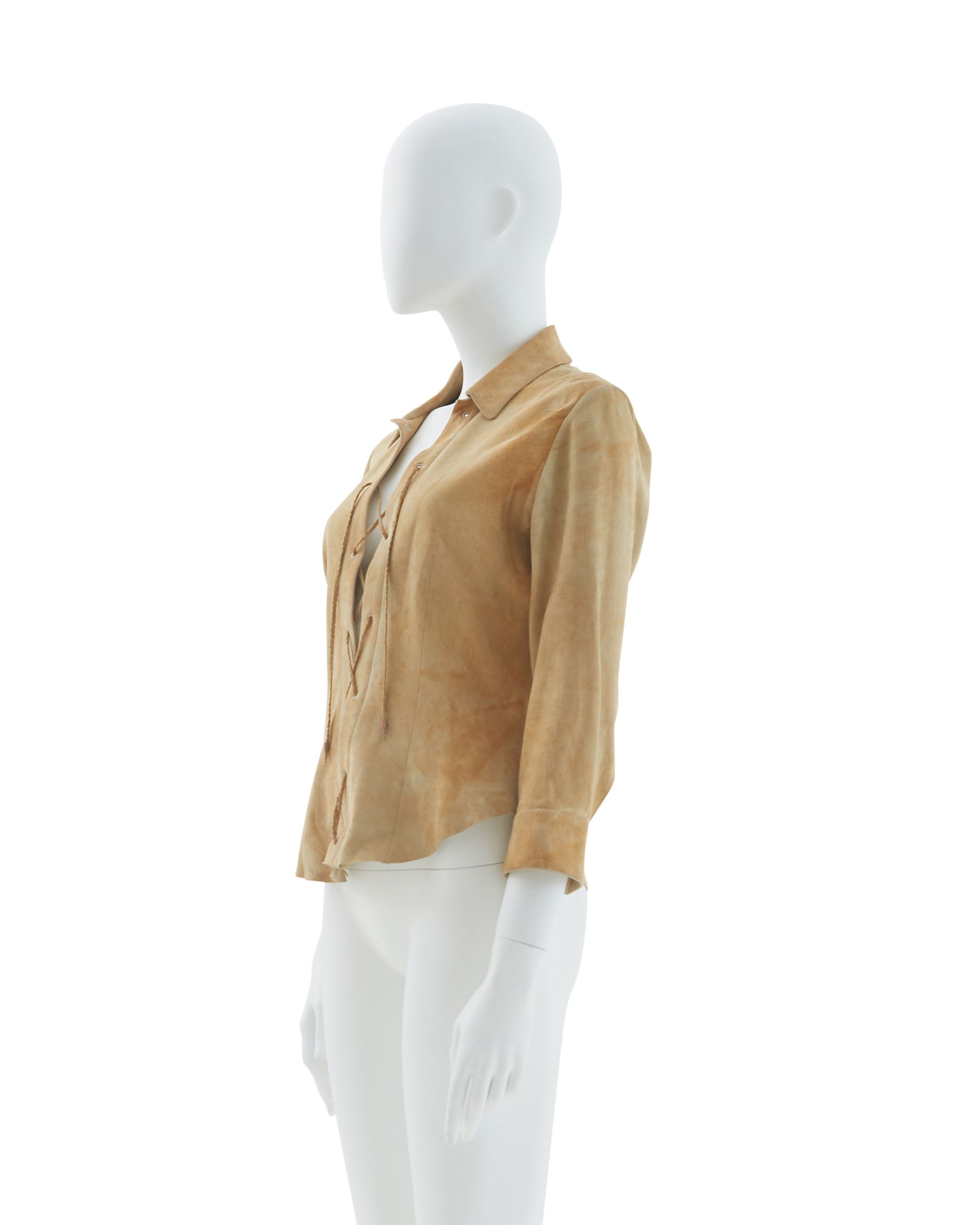 Roberto Cavalli F/W 1999 Tan suede top Size S / US 4 / IT 40 - 2 Thumbnail
