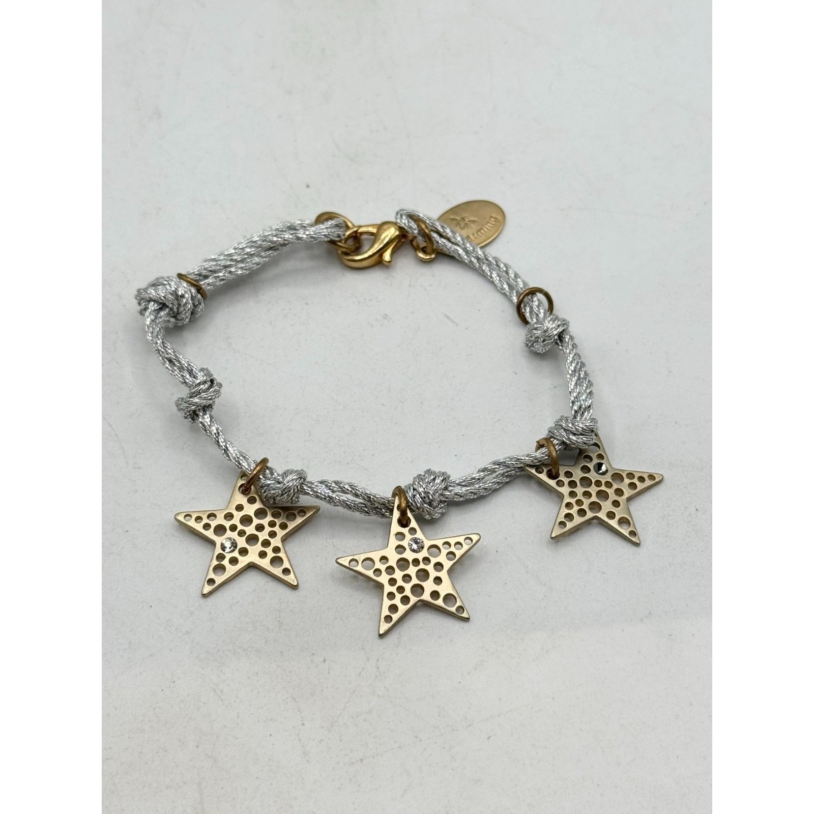 Other Vintage silver metallic thread rhinestone star charm bracele Size ONE SIZE - 3 Thumbnail