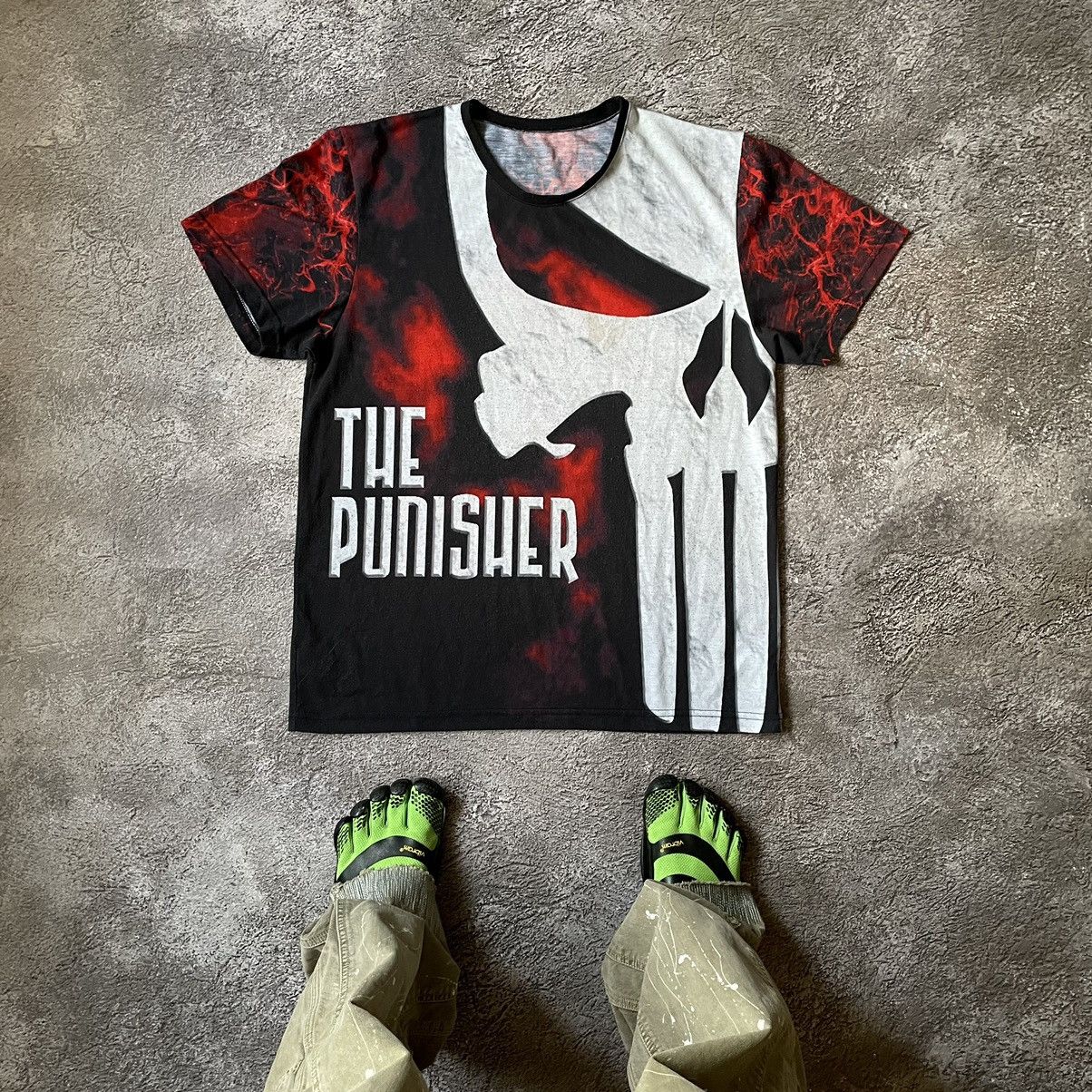 image of Band Tees x Vintage 00S Punisher Horror Face Creepy Abstract Angry Bones, Men's (Size Medium)