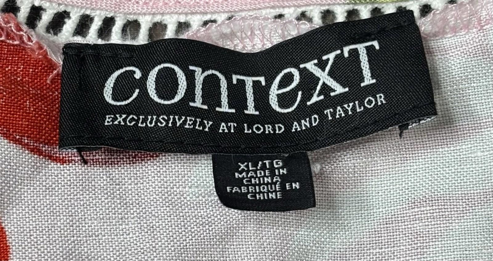 Lord & Taylor Context by Lord & Taylor Top Women's XL Linen Blend Floral Size XL / US 12-14 / IT 48-50 - 2 Thumbnail