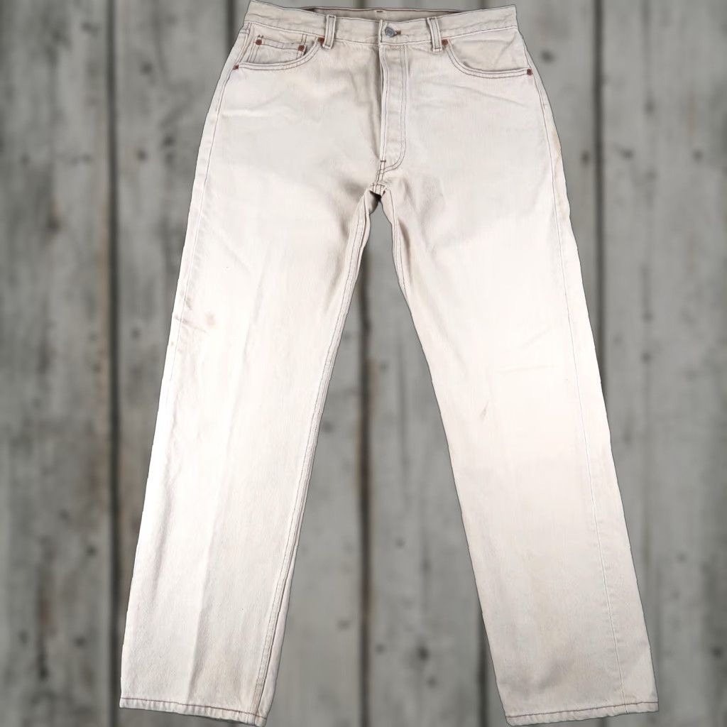 Levi's VINTAGE Levi's 501 Jeans Straight Denim Beige Mens Size 36x32 Regular waist Inseam 36x32 501 Series 90s USA Jeans Mens Size US 36 / EU 52 - 1 Thumbnail