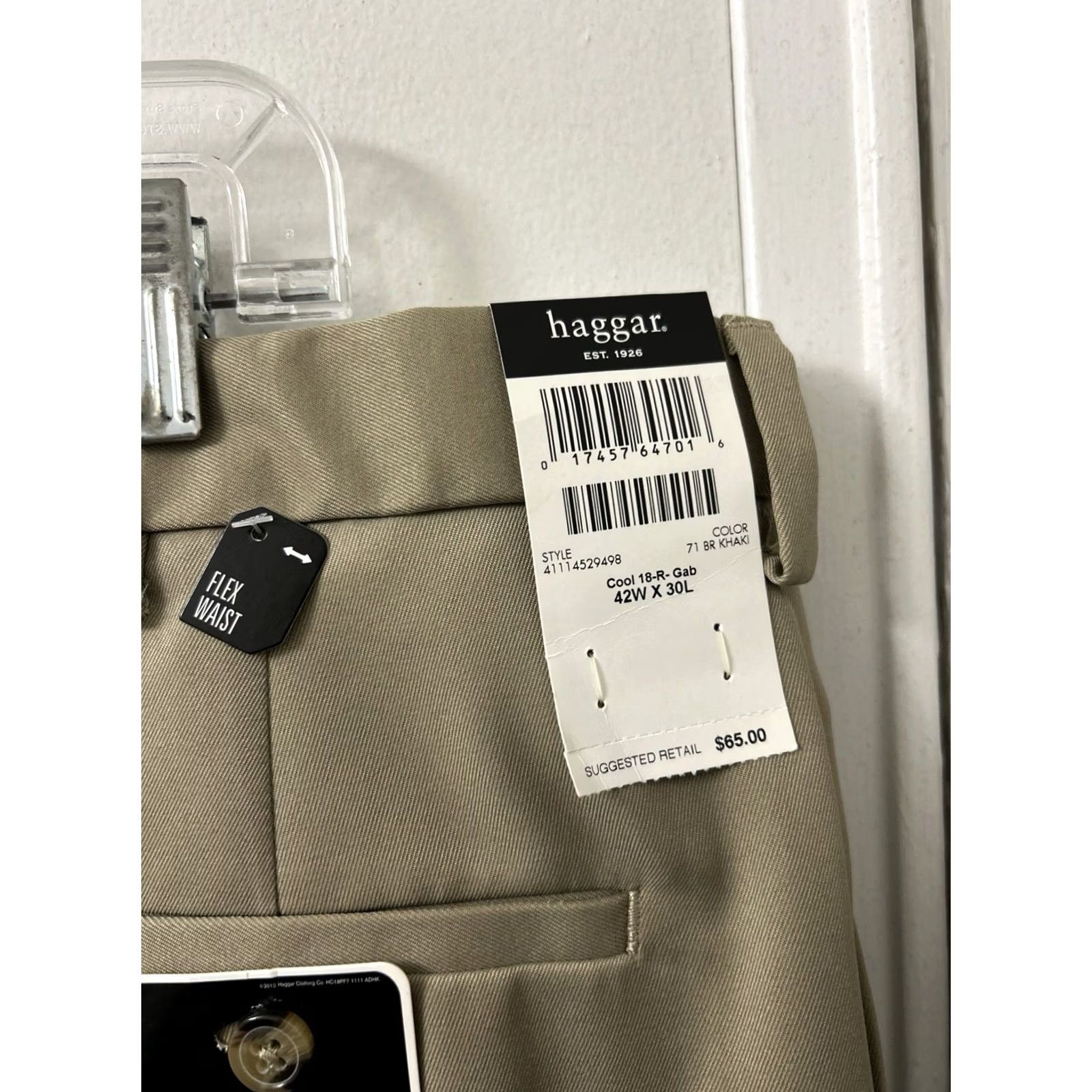 Haggar Haggar Cool 18 Pants Mens 42x30 Tan Khaki Classic Fit Flex Waist NWT MSRP 65 Size US 42 / EU 58 - 6 Thumbnail