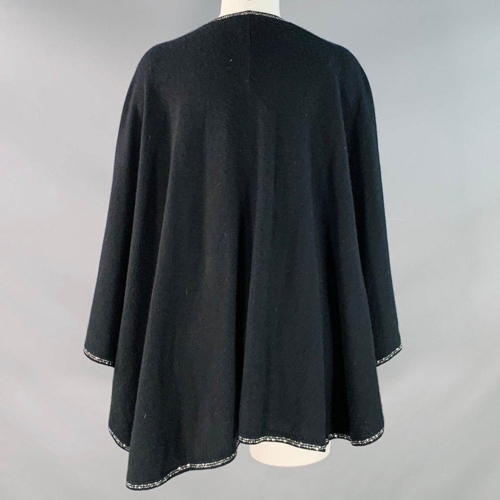 Other Black Silver Knit Cashmere Rhinestone Trim Scarf Shawl Size ONE SIZE - 4 Thumbnail