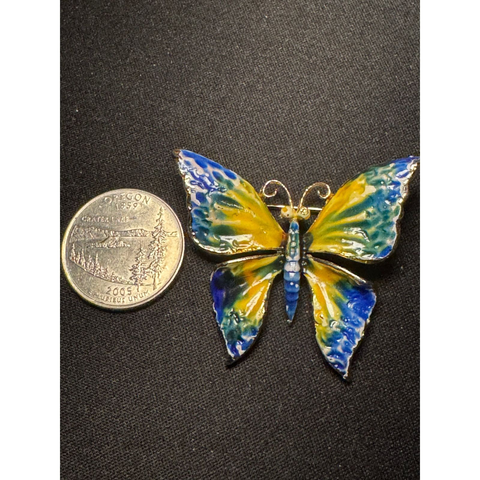Other Vintage Weiss Green Blue Yellow Enamel Butterfly Brooch Size ONE SIZE - 3 Thumbnail
