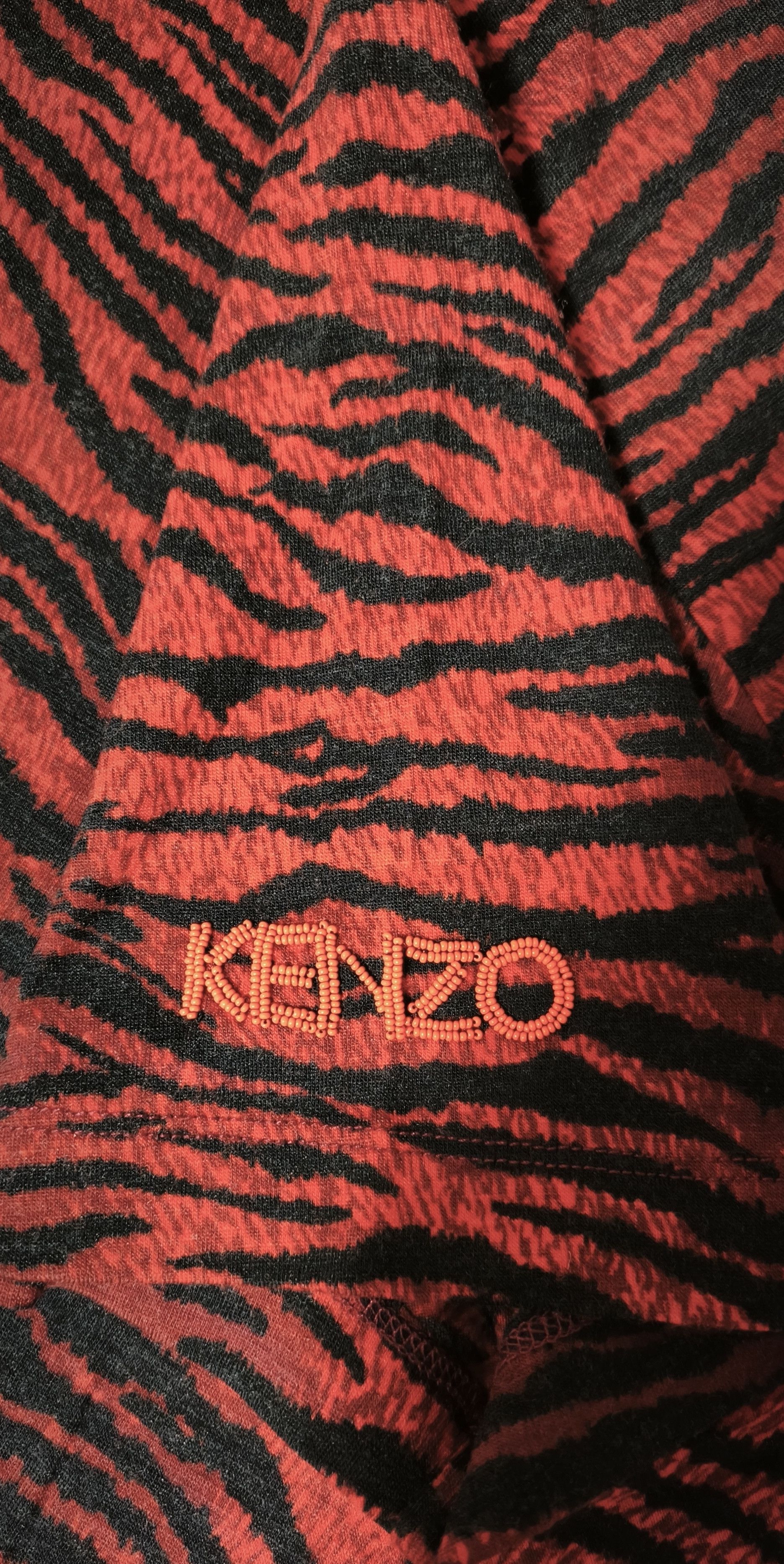 Kenzo Red wool T-shirt with tiger print Size US M / EU 48-50 / 2 - 10 Thumbnail