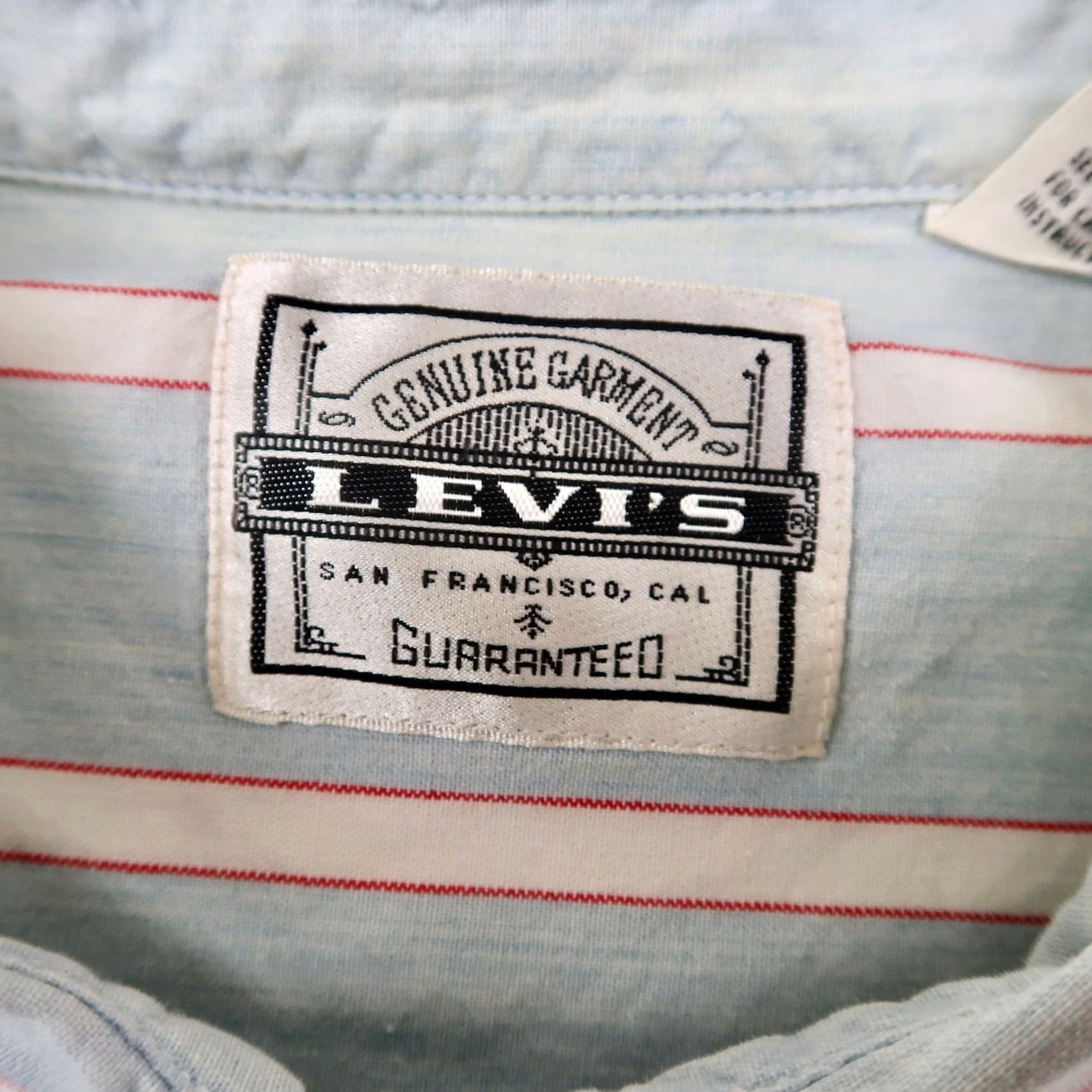 Levi's VINTAGE Levis Mens XL Shirt Button Down Short Sleeve Striped Blue 90s Size US XL / EU 56 / 4 - 5 Thumbnail