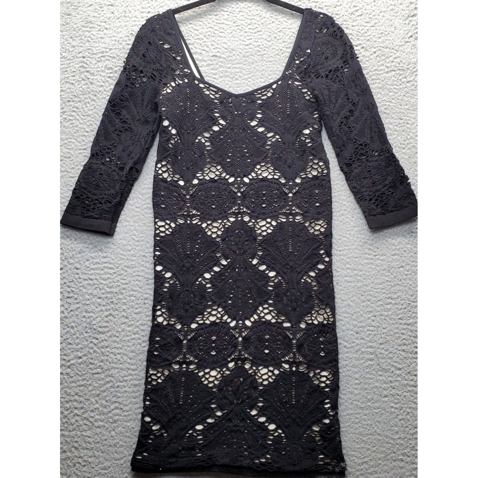 Free People Free People Shift Dress Womens M Black White Inside Lace Overlay Size M / US 6-8 / IT 42-44 - 2 Thumbnail