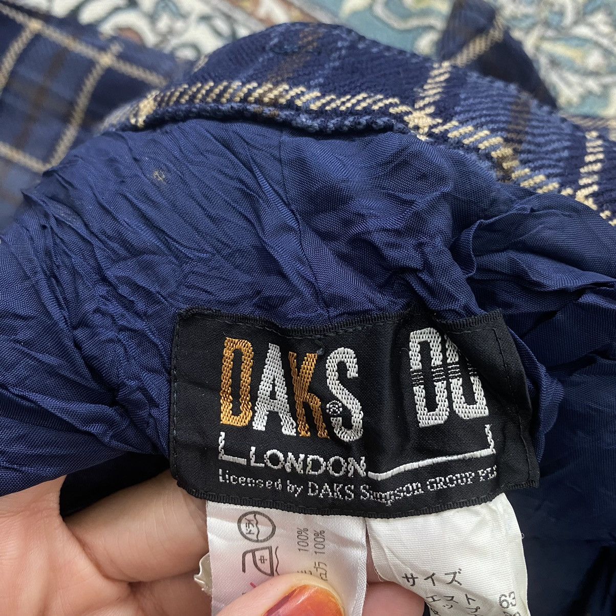 DAKS × Vintage Vintage 90s DAKS LONDON ENGLAND Brand Check Tartan Blue Size US 26 / EU 42 - 5 Thumbnail