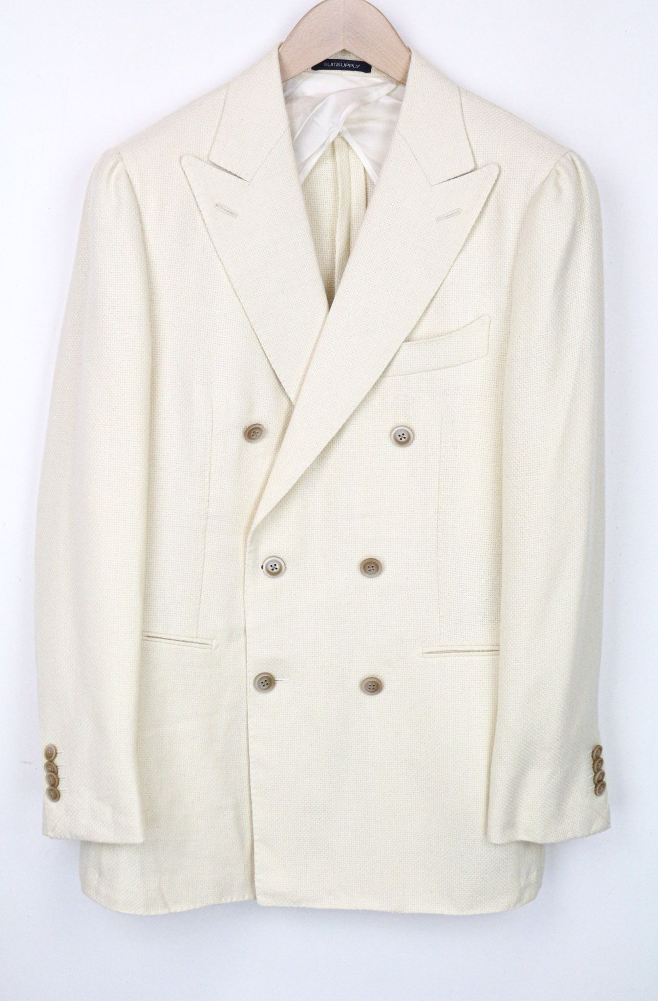 image of Suitsupply La Spalla Uk38R Jort Wool Alpaca Silk Off-White 71695 in Off White, Men's