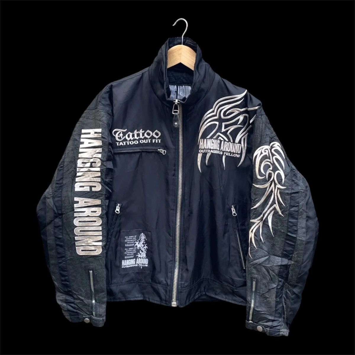 If Six Was Nine Vintage Cyberpunk Hanging Around Tribal Tattoo Padded Bomber Size US M / EU 48-50 / 2 - 1 Thumbnail