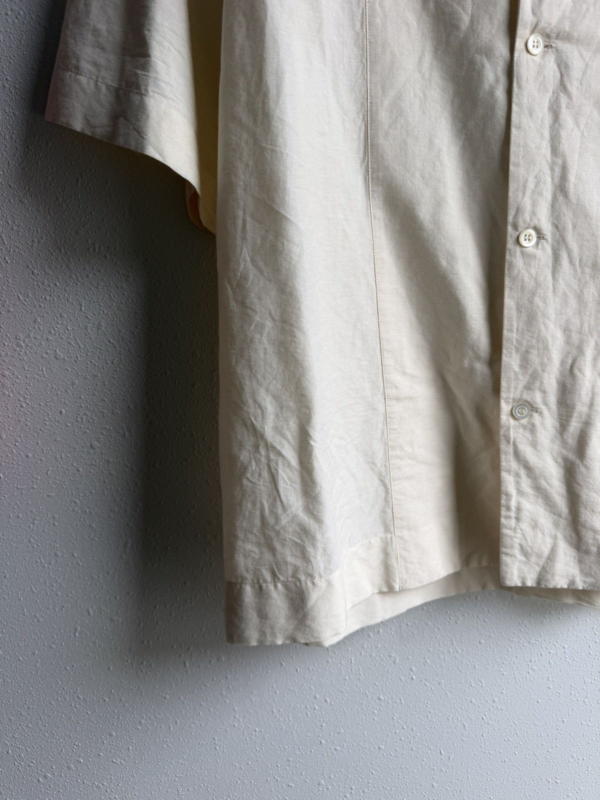Maison Margiela Maison Margiela S/S 2022 Linen Blend Camp Collar Shirt Beige Size US L / EU 52-54 / 3 - 4 Thumbnail