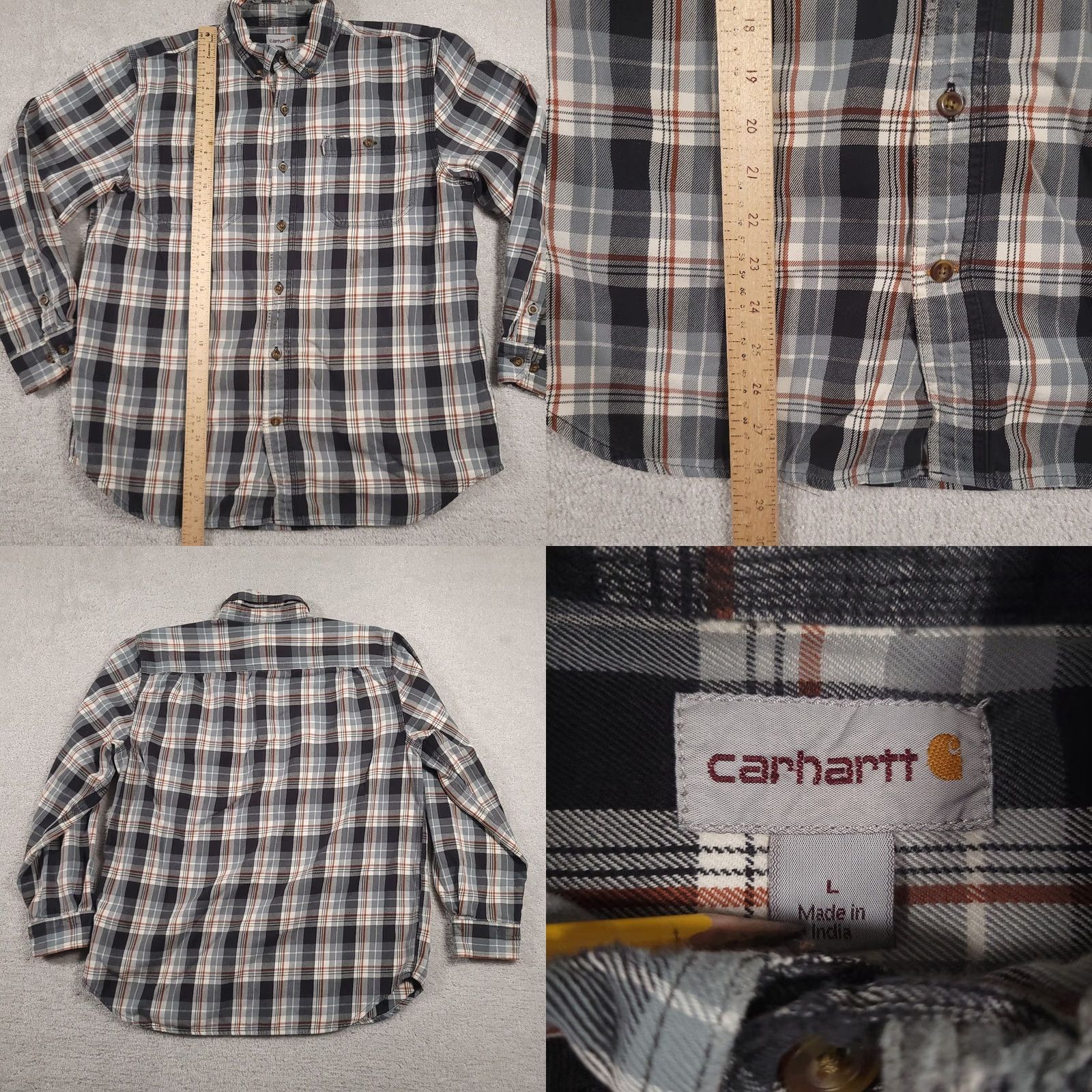 Carhartt VINTAGE Carhartt Long Sleeved Cotton Flannel Button Down Shirt Mens Large Heavy Workwear Size US L / EU 52-54 / 3 - 9 Thumbnail