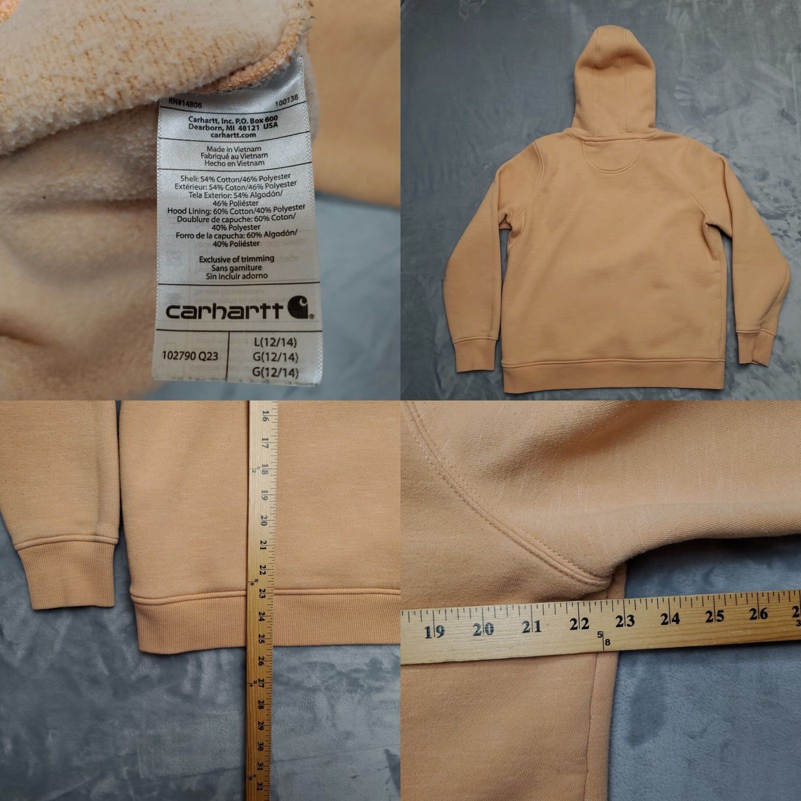 Carhartt VINTAGE Carhartt Hoodie Womens L Orange Heavyweight Hooded Sweatshirt Work 102790 Size L / US 10 / IT 46 - 8 Thumbnail