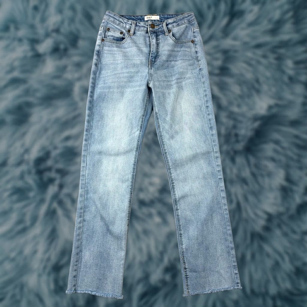 Vintage OAT New York High Rise Straight Leg Jeans Light Wash 25 Women 5-Pocket Stretch Denim Button Zip Adults Womens Size 42" / US 20 - 1 Thumbnail