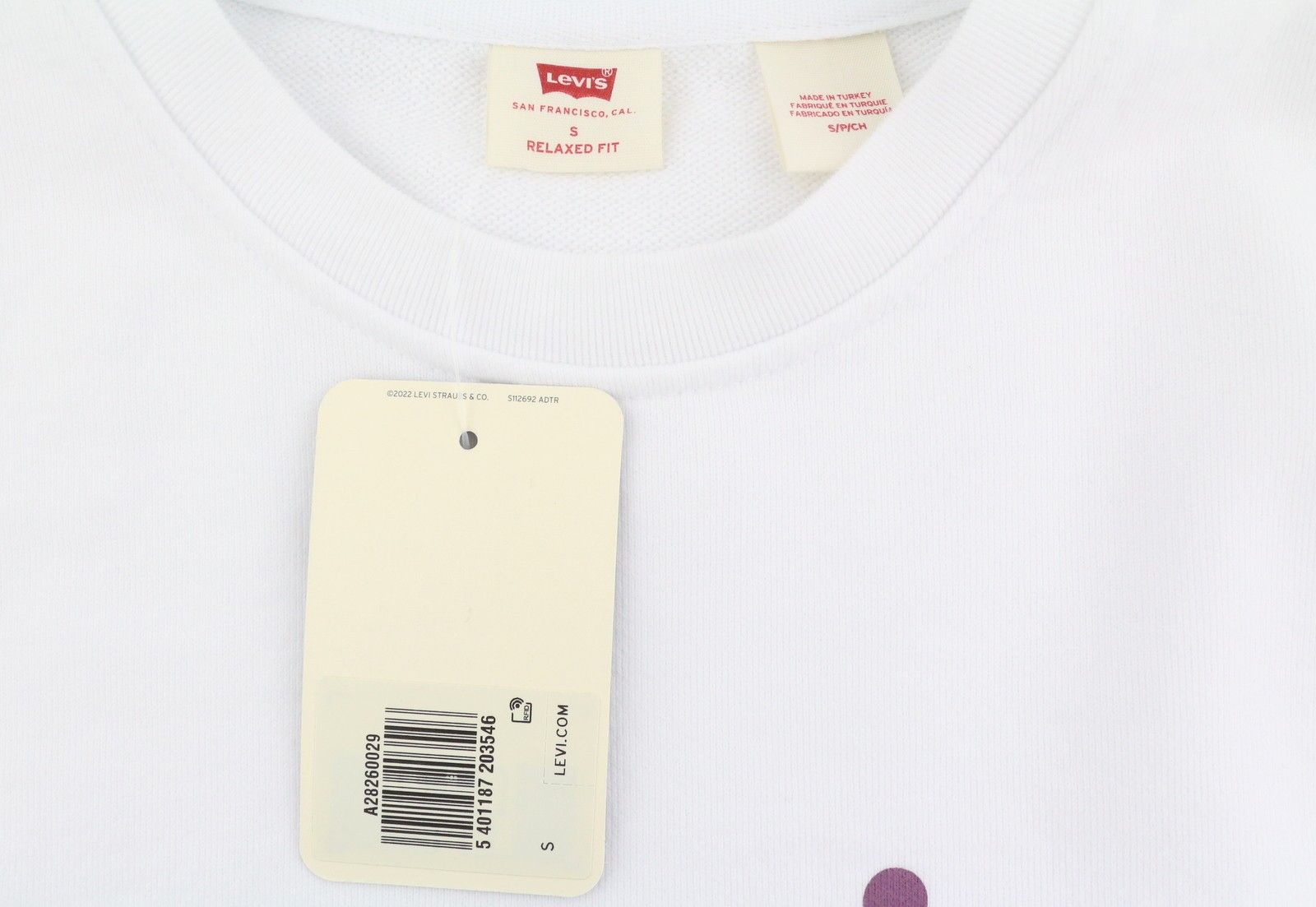 Levi's RELAXED FIT S White Graphic Logo Crew Pullover 87098 Size US S / EU 44-46 / 1 - 7 Thumbnail