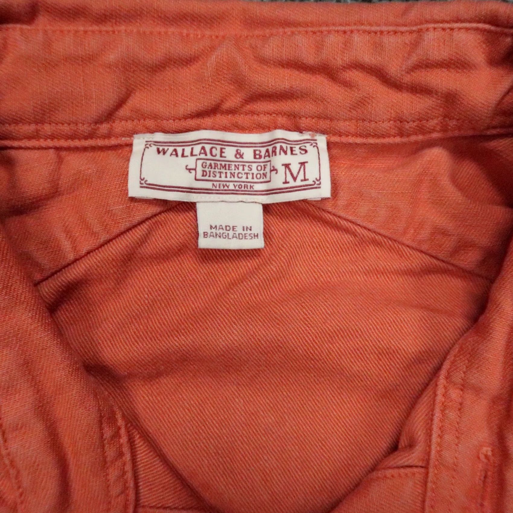 Wallace & Barnes Wallace & Barnes Shirt Mens Medium Orange Garment Dyed Seaside Twill Workshirt Size US M / EU 48-50 / 2 - 3 Thumbnail