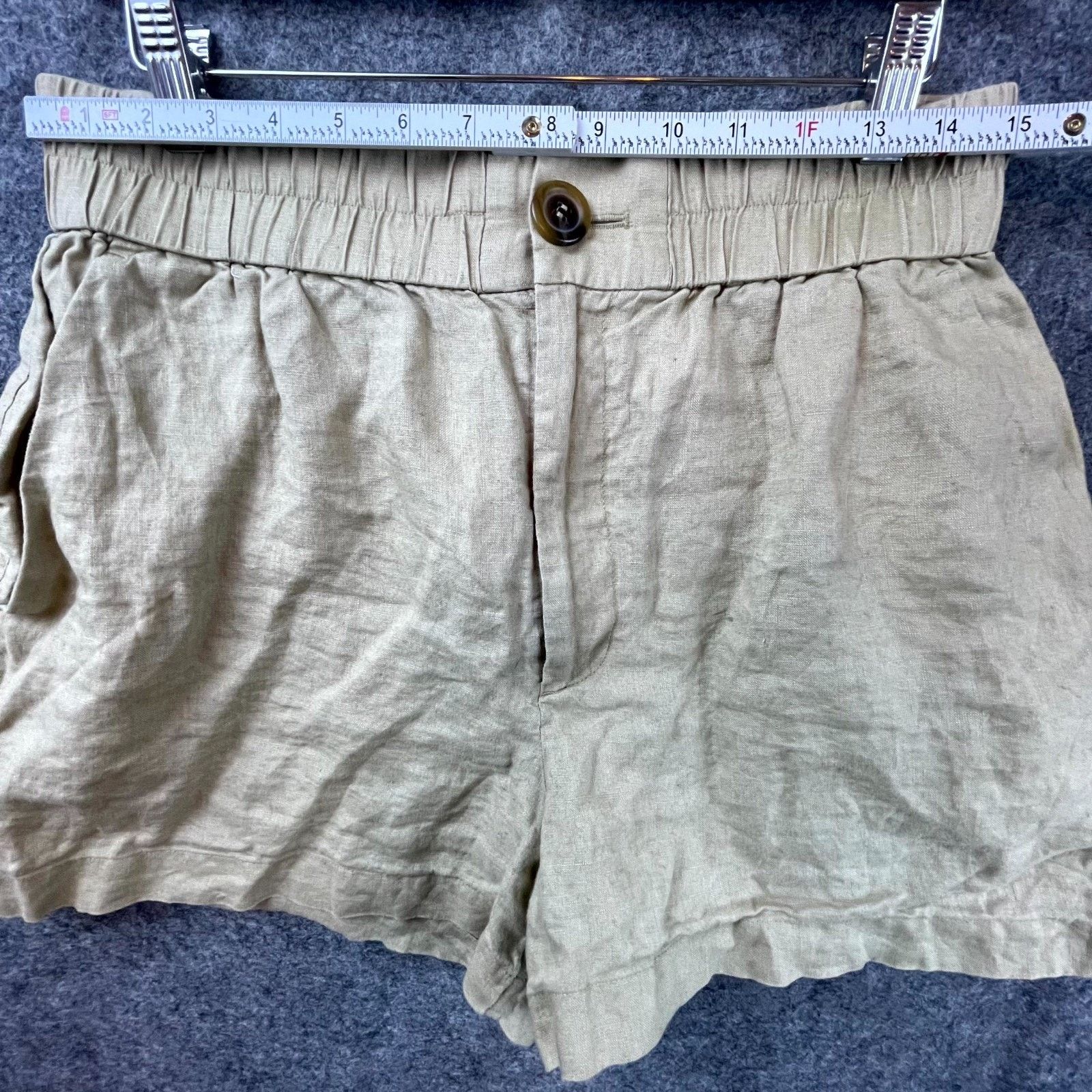 & Other Stories & Other Stories Shorts Womens 8 Beige Linen Elastic Waist Size 30" / US 8 / IT 44 - 3 Thumbnail