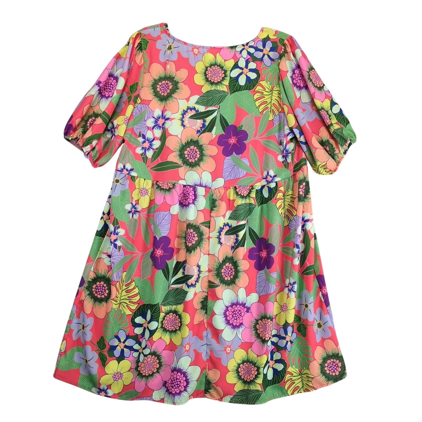 Vintage First Love Lovelyn Tropical Floral Babydoll Dress L Boho Size L / US 10 / IT 46 - 2 Thumbnail