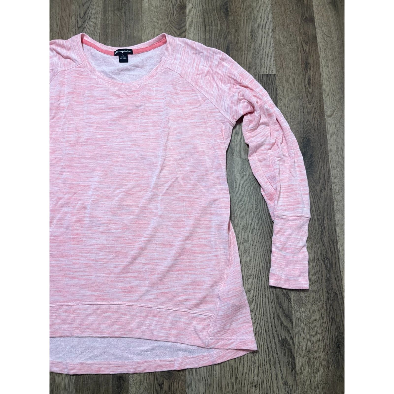 Champion Champion Shirt Women Large Pink Long Sleeve Crew Neck T-Shirt, Regular Fit, Casual, Pullover, Short Words from original title Size L / US 10 / IT 46 - 4 Thumbnail
