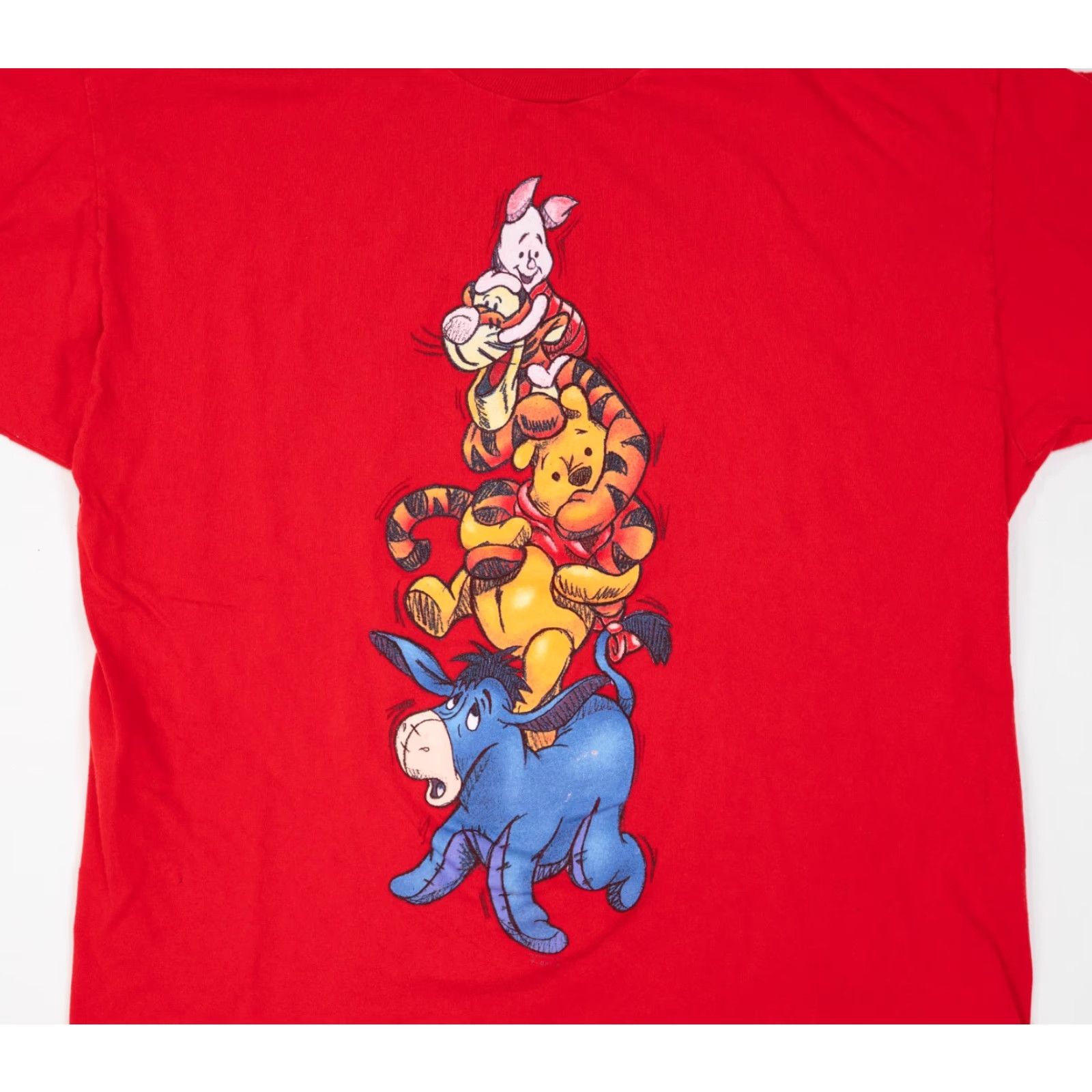 Disney VINTAGE Disney Tee Hundred Acre Friends L T-Shirt 90s Winnie the Pooh Tigger Piglet Gray Red Crew Neck Mens L Size US L / EU 52-54 / 3 - 3 Thumbnail