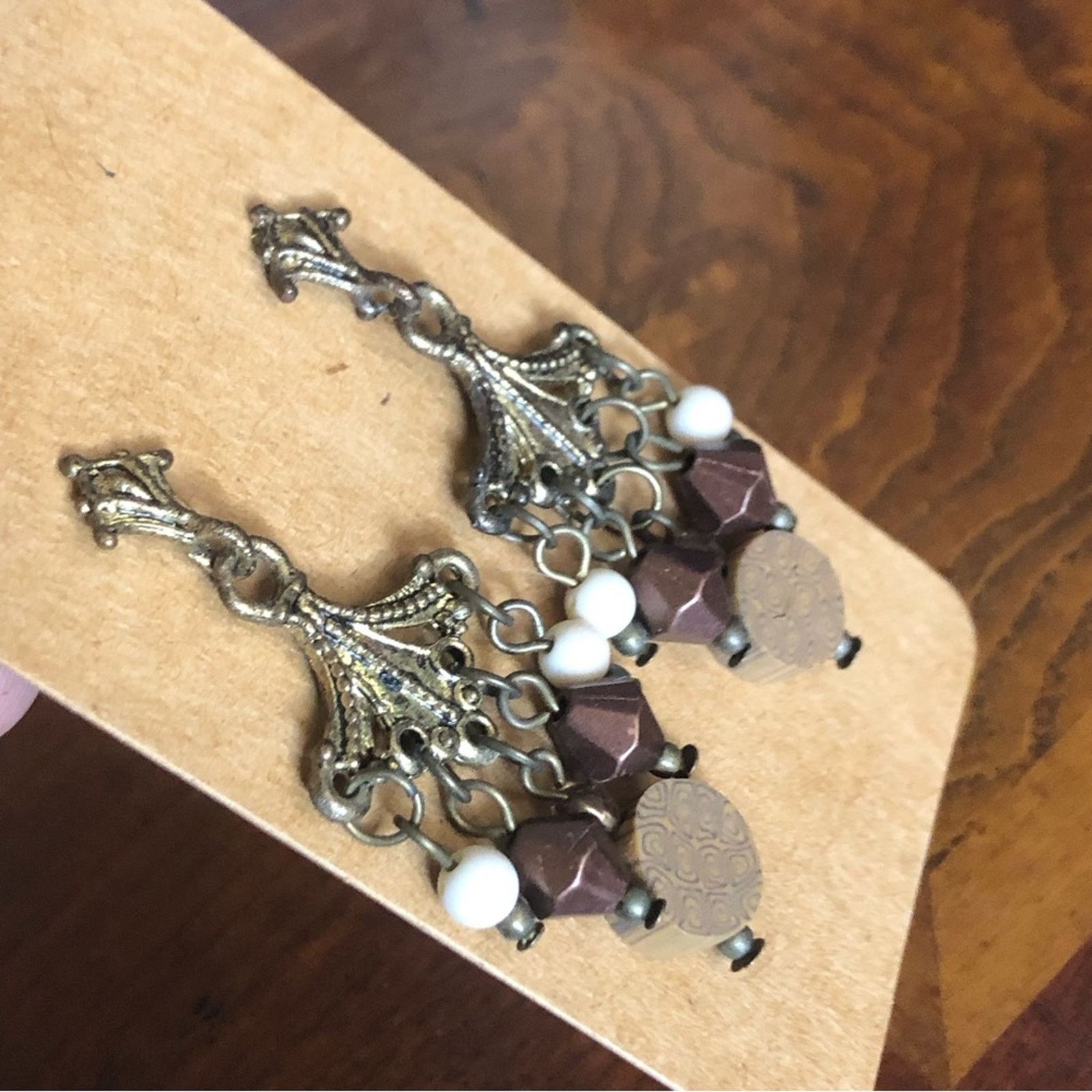 Vintage Vintage brass beaded dangle pierced earrings Size ONE SIZE - 2 Thumbnail