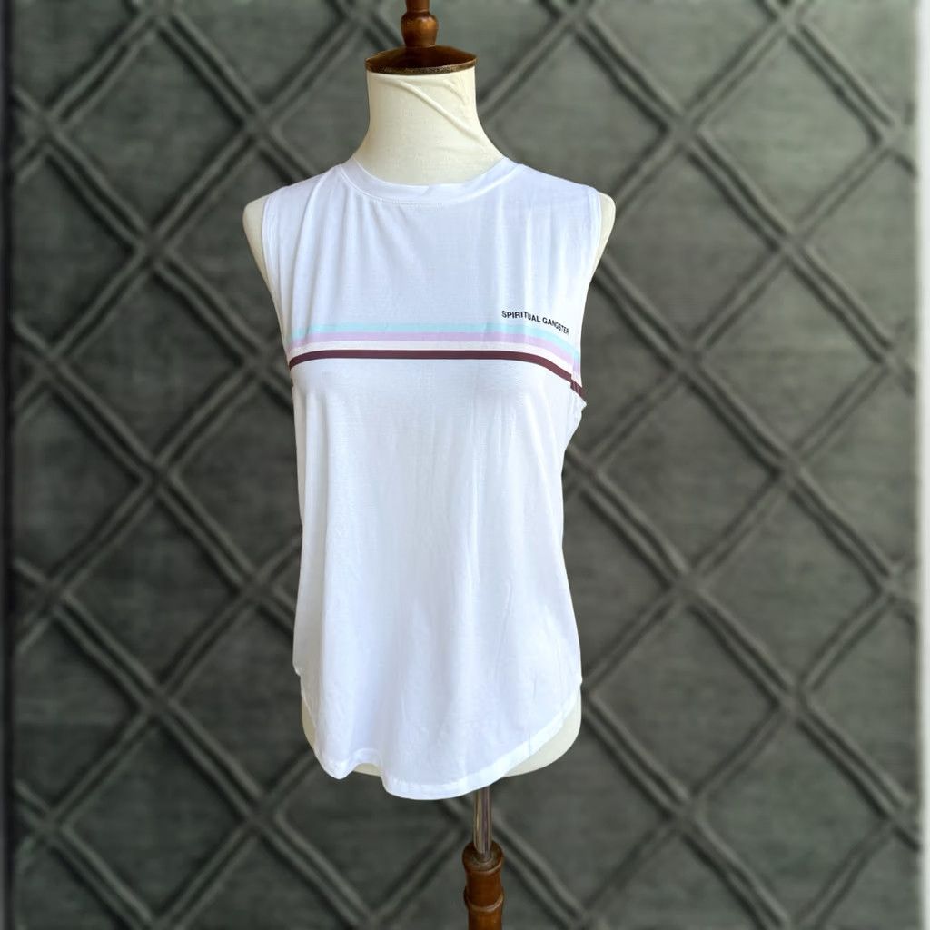 Spiritual Gangster Spiritual Gangster Tank Women M White Sleeveless Muscle NWT Activewear Shirt Short title Size ONE SIZE - 1 Thumbnail