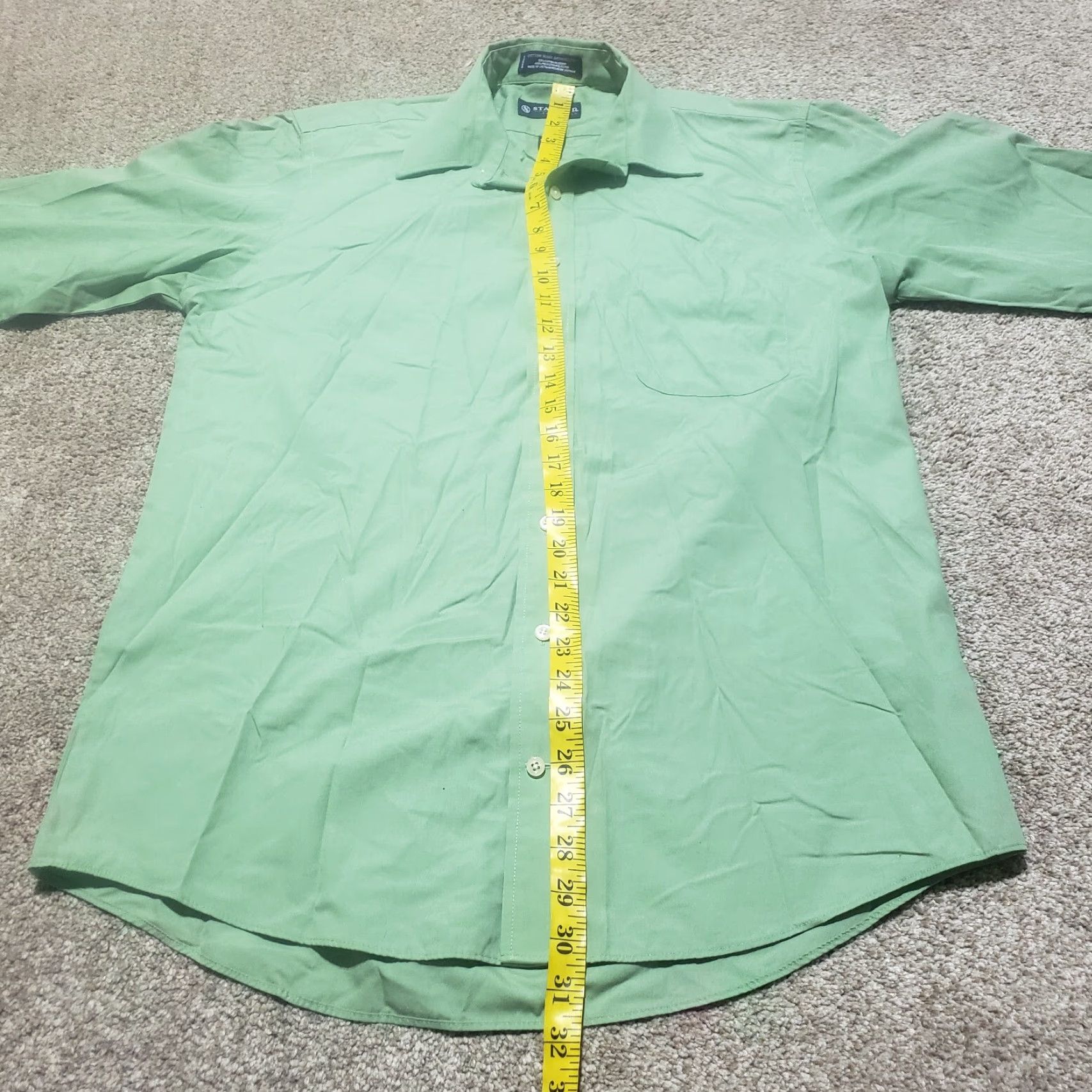 Stafford Stafford Shirt Adult Men 15.5 Green Long Sleeve Button-Up Collared Cotton All Seasons 15.5 Size US L / EU 52-54 / 3 - 6 Thumbnail