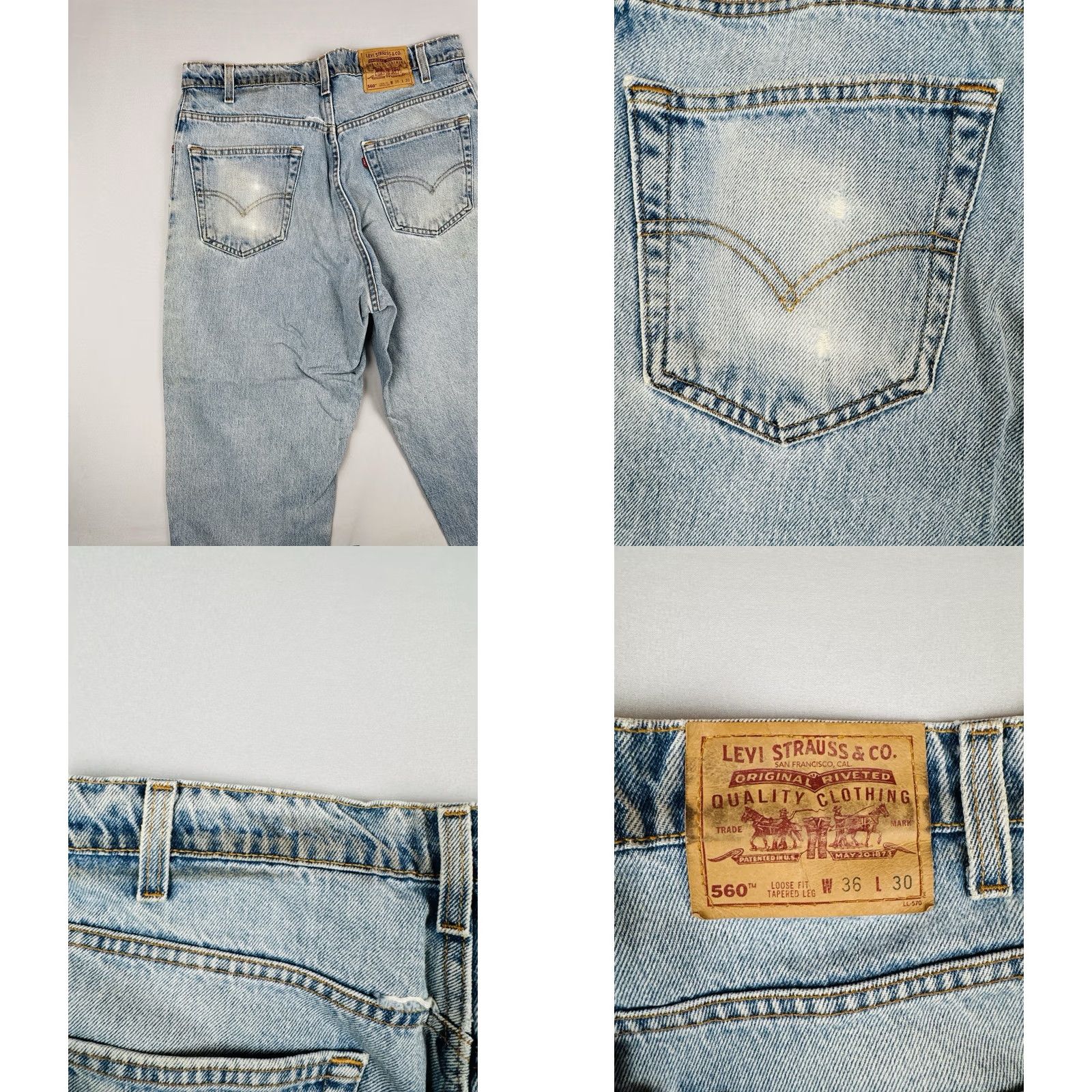 Levi's VINTAGE Levi's 560 Jeans Loose Fit Tapered USA Made 36x30 Light Wash Blue 90s Mens Size US 36 / EU 52 - 10 Thumbnail
