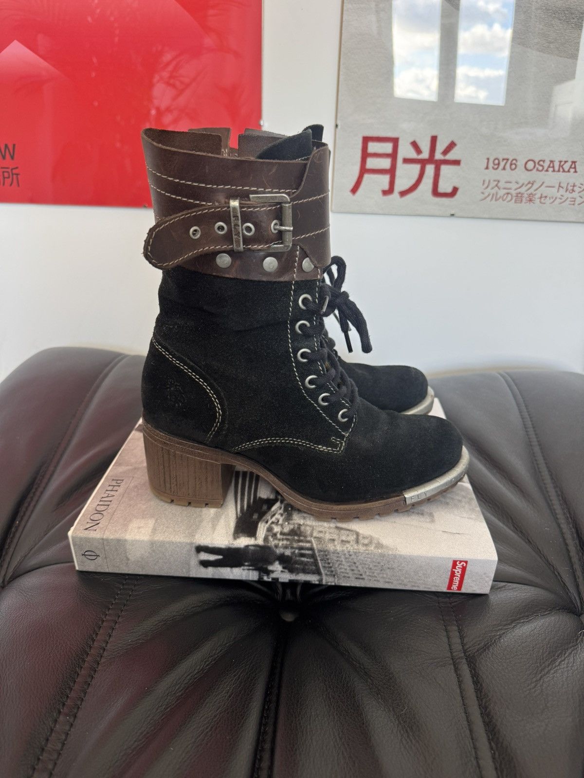 Fly London Fly London Black Brown Suede Boots Vintage Y2k Cowboy Rare Size US 8 / IT 38 - 1 Thumbnail